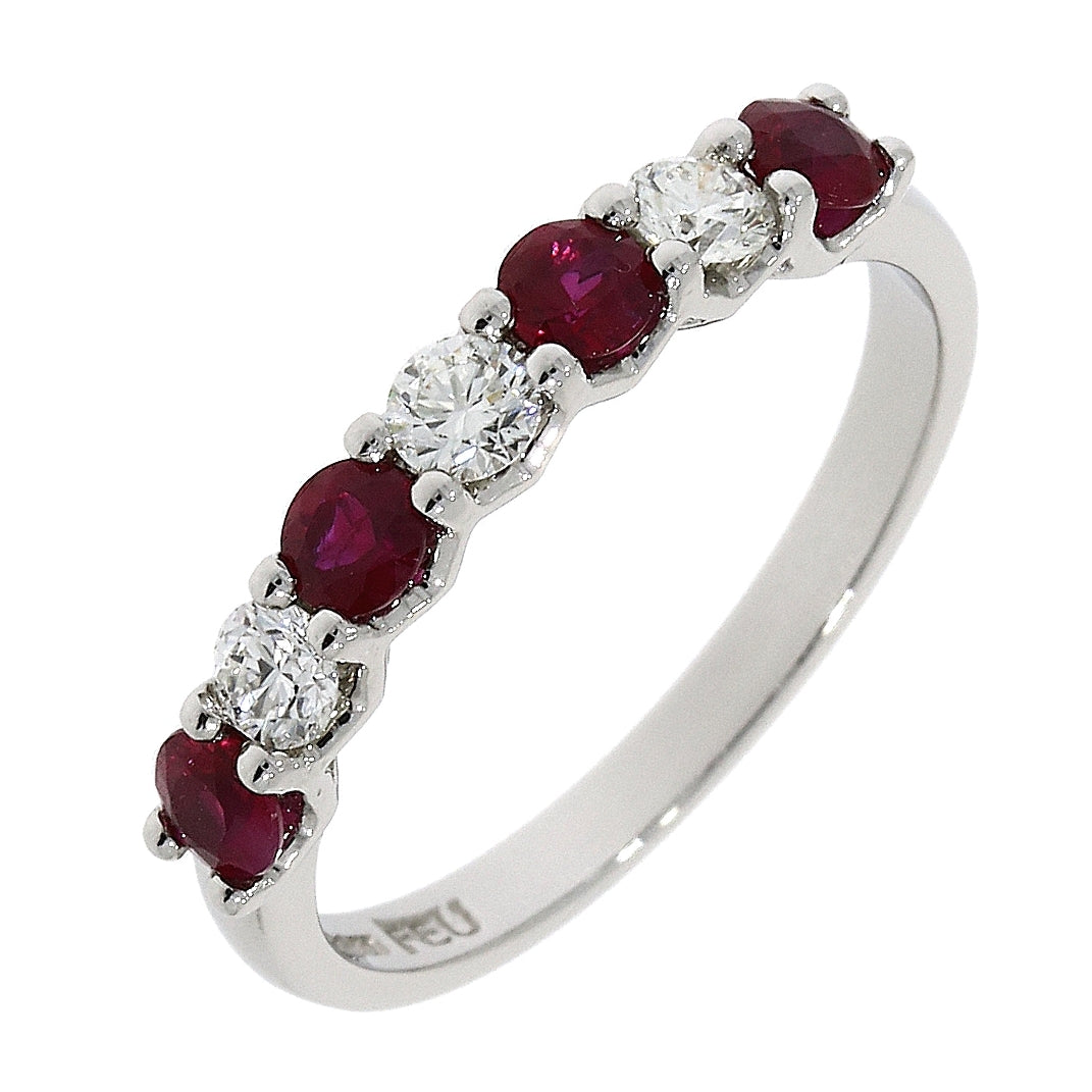Platinum Ruby & Diamond Half Eternity Ring