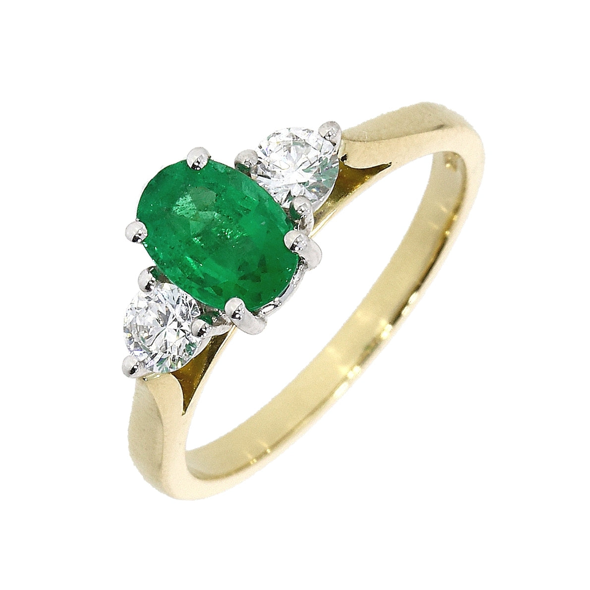 18ct Yellow and White gold Emerald and Diamond Ring