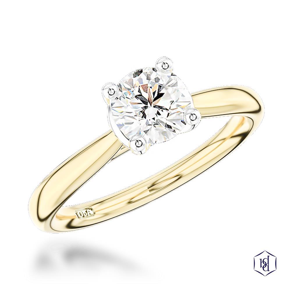 Open Tulip Round Brilliant Cut 18ct Yellow Gold Shank and Platinum Head Solitaire Diamond