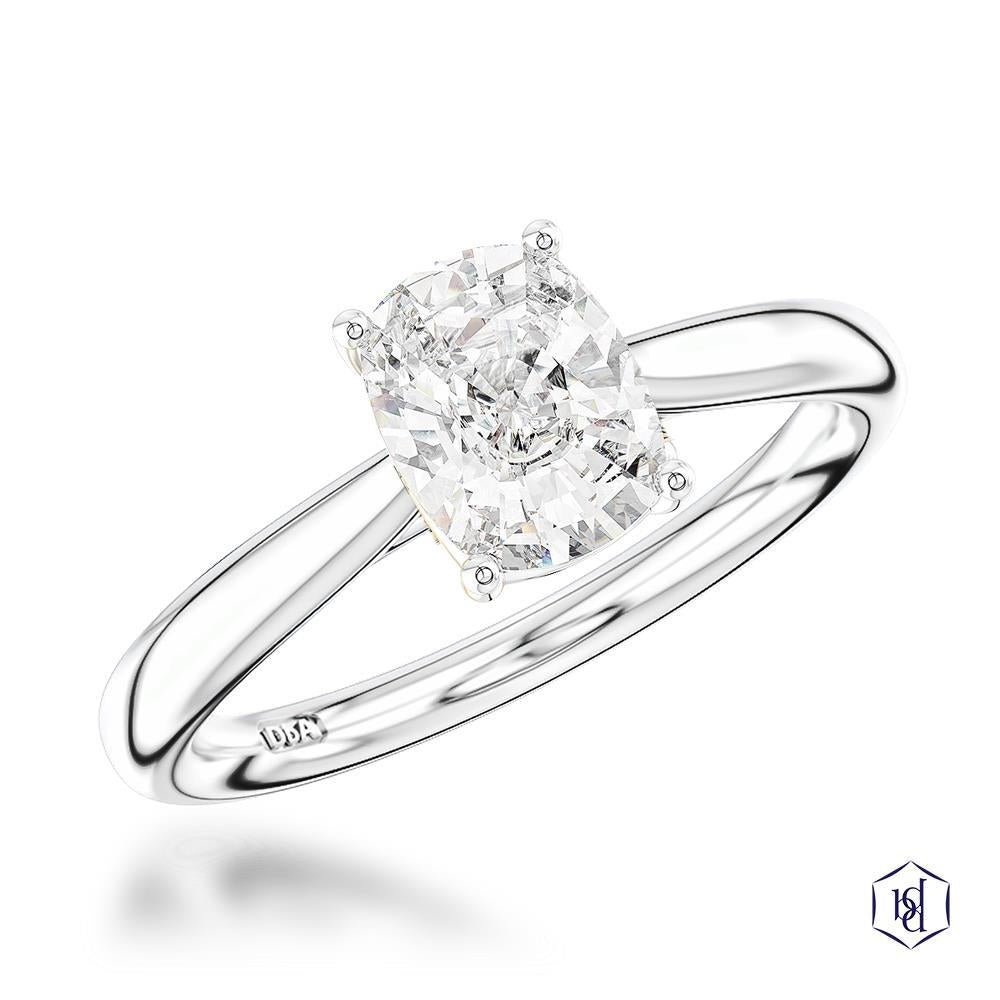 Classic Cushion Cushion Cut Platinum Solitaire Diamond