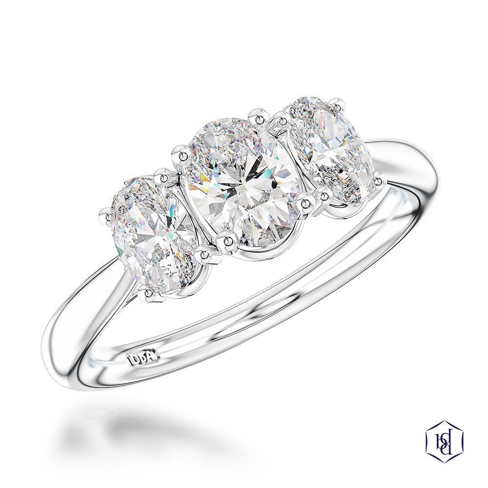 Florentina Oval Oval Cut Platinum Three Stone Diamond