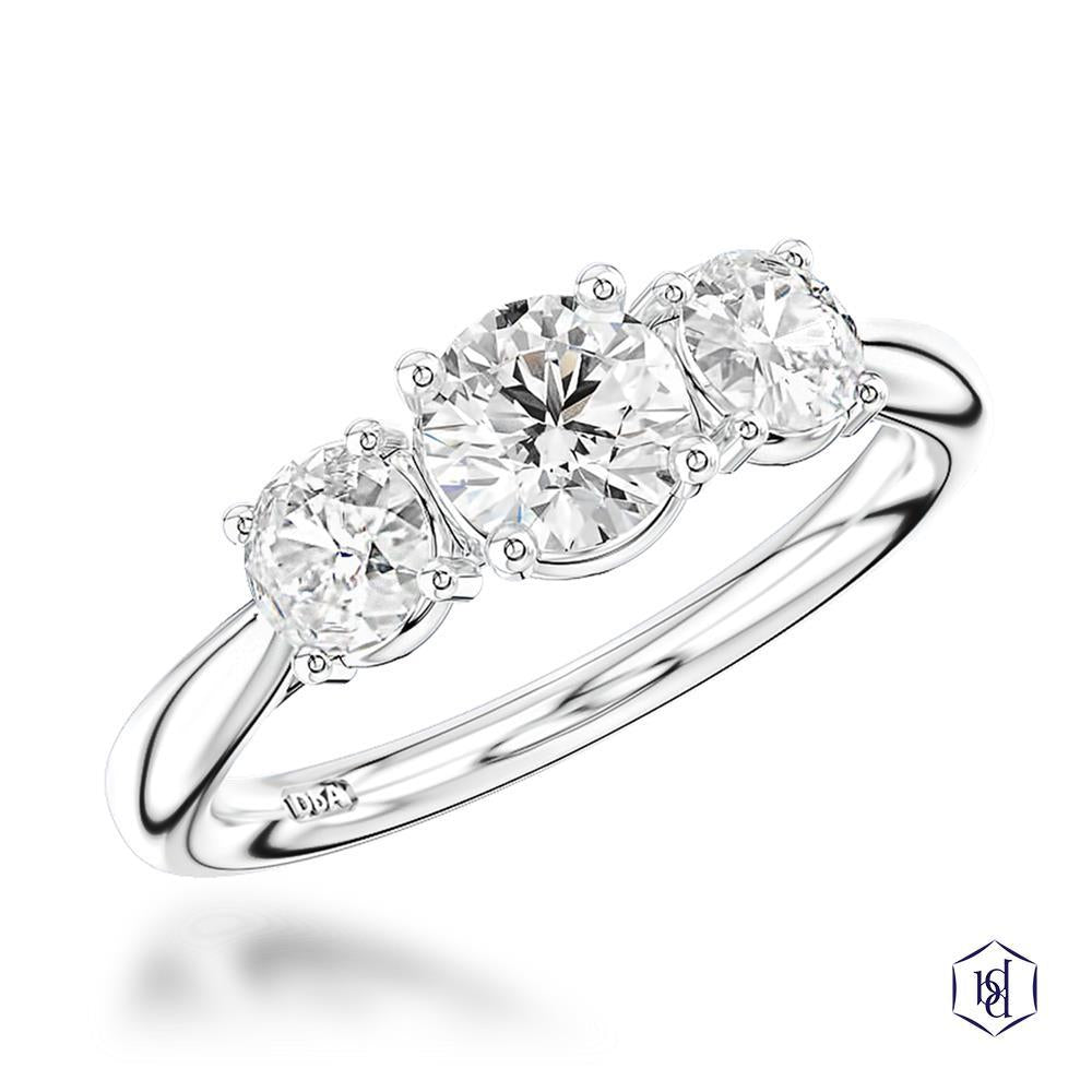 Trilogy Classic Round Brilliant Cut Platinum Three Stone Diamond