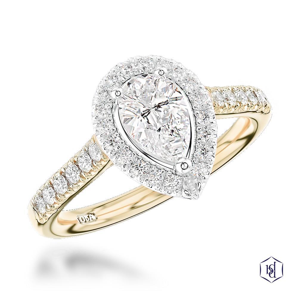 Skye Pear Pear Shape Cut 18ct Yellow Gold Shank and Platinum Head Cluster Diamond