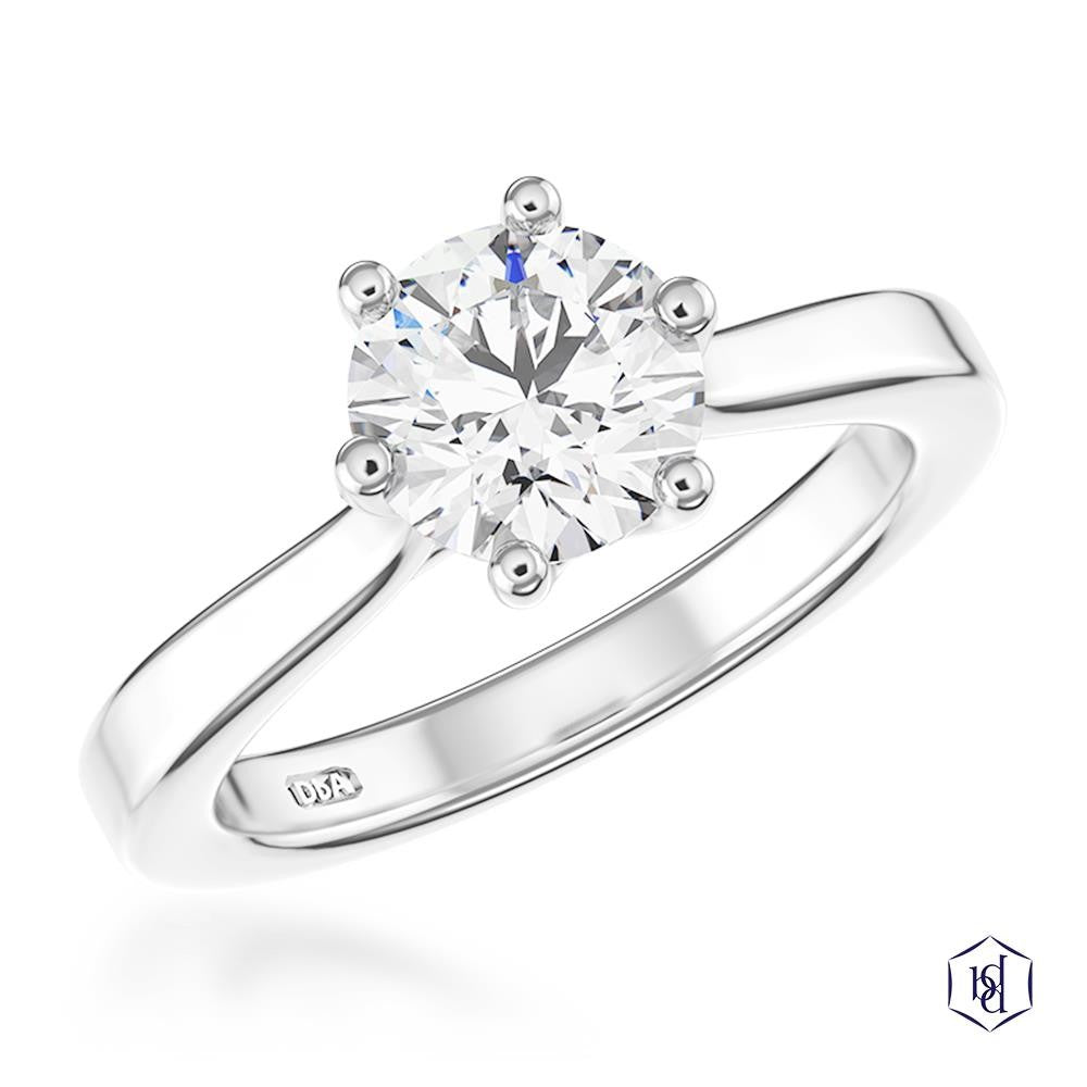 Platinum claw set round brilliant cut Diamond solitaire ring