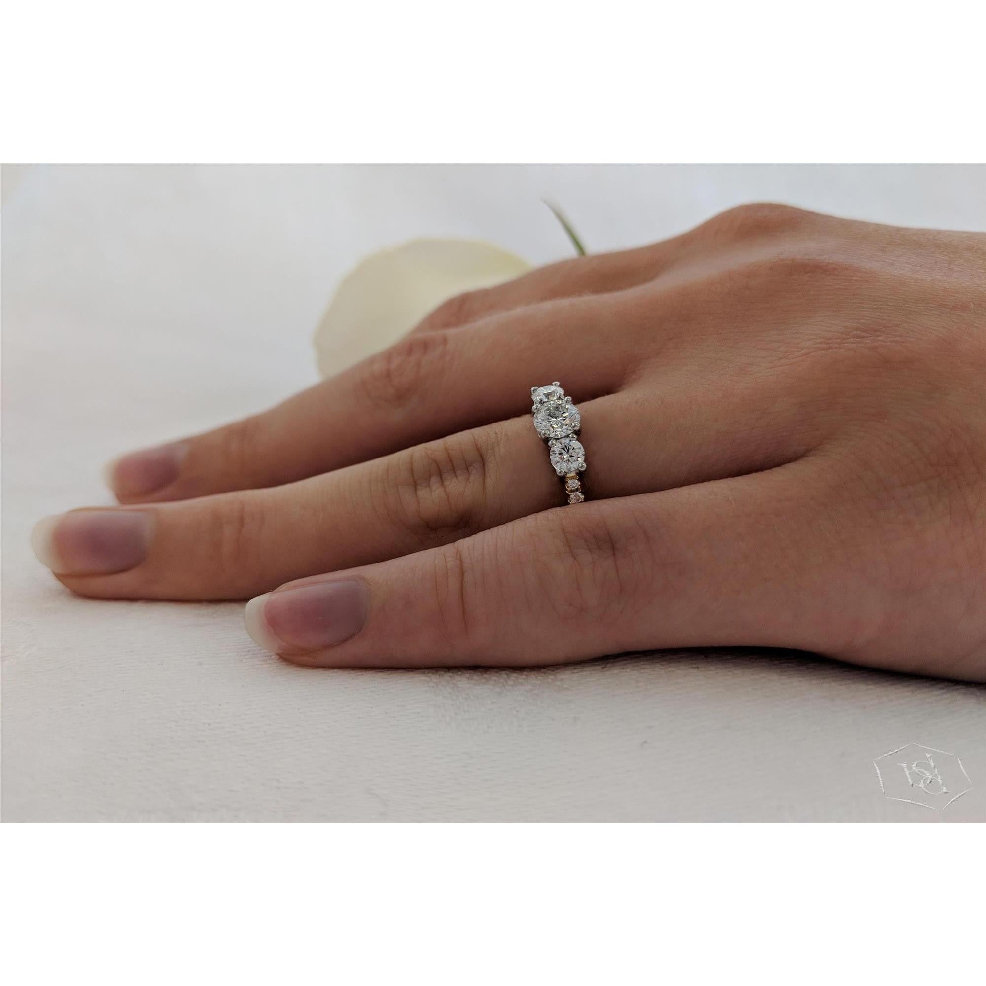 Skye Classic Brilliant Cut 18ct Yellow Gold and Platinum Three Stone Diamond Ring