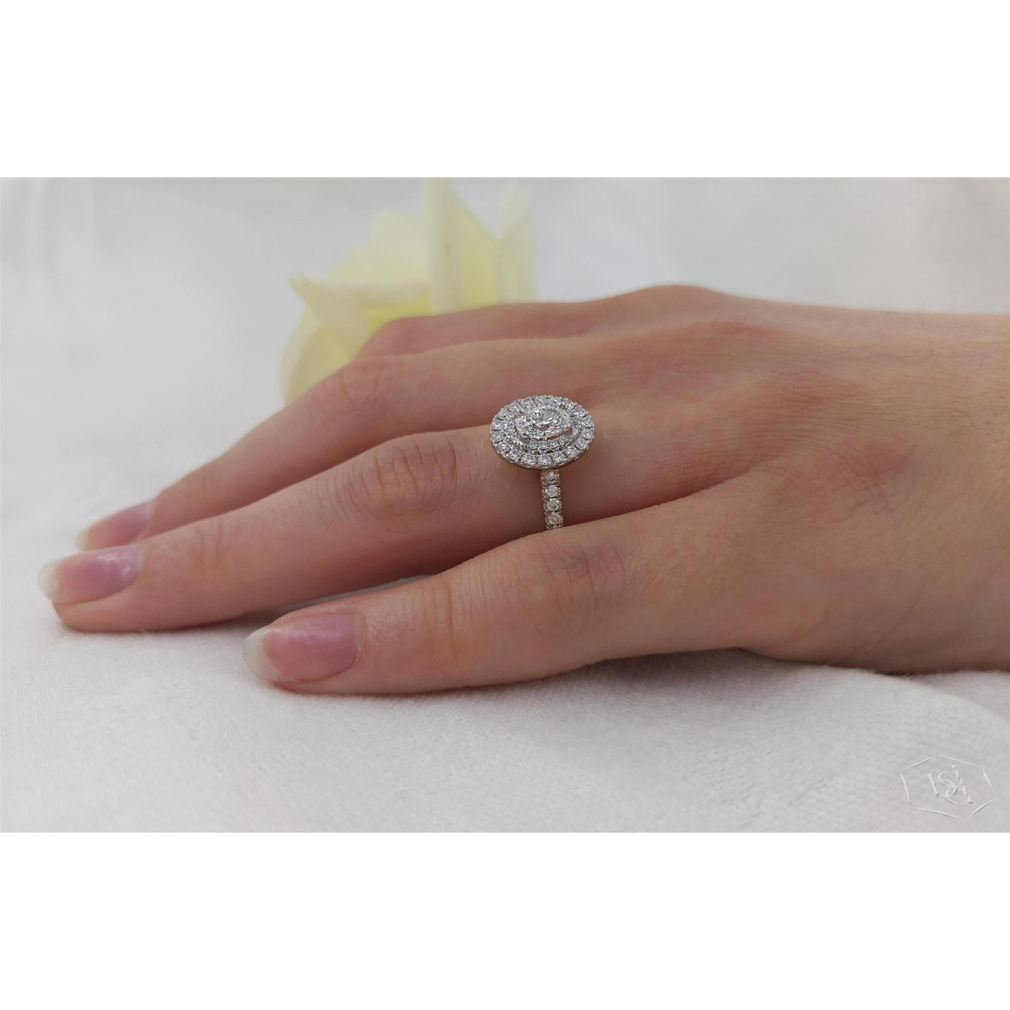 Skye Duo Oval Cut Diamond Platinum Cluster Ring with diamond shoulders