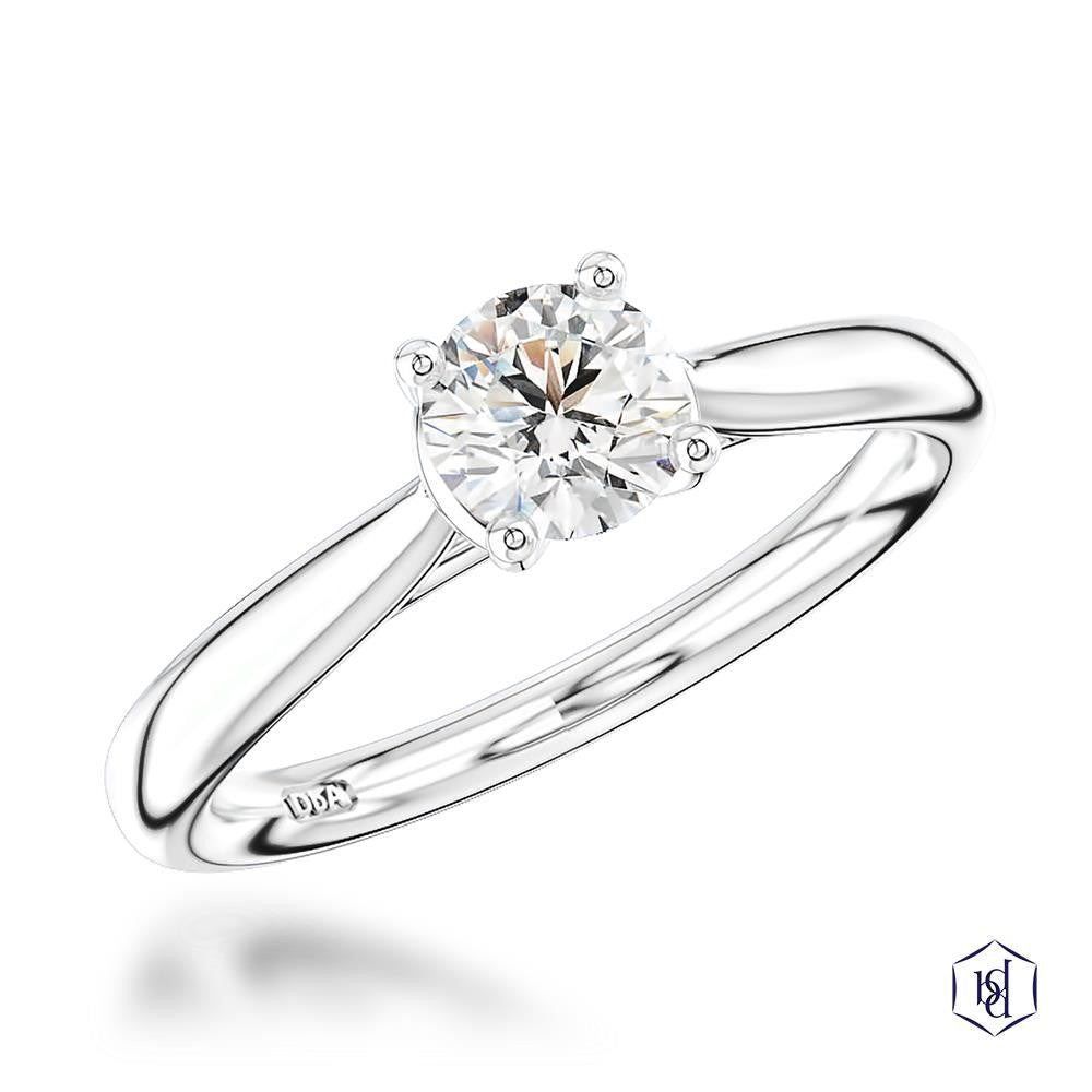 Open Tulip Round Brilliant Cut Platinum Solitaire Diamond Ring