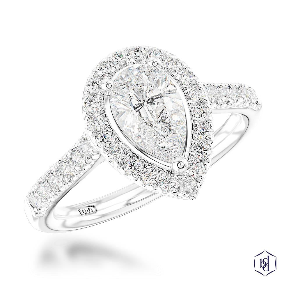 Skye Pear Shape Platinum Cluster Diamond Ring