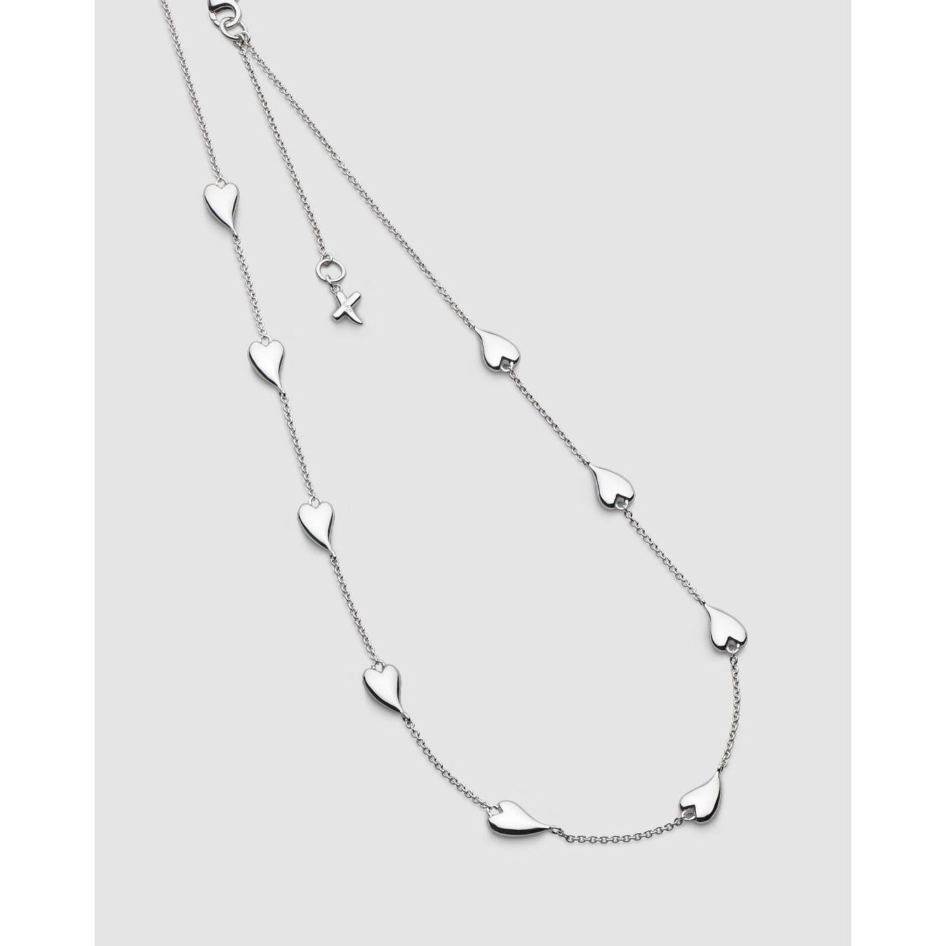 Silver & Rose Gold Plated Desire Kiss Blush Heart Station Necklace