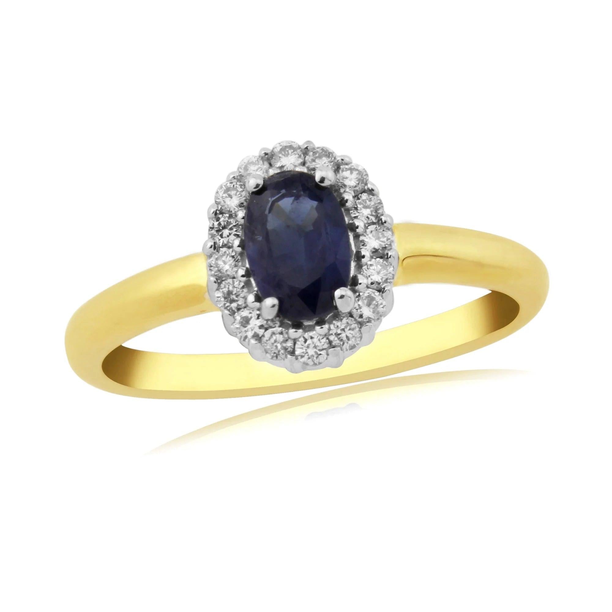 18ct Yellow Gold ov sapp & dia halo clw set clust ring