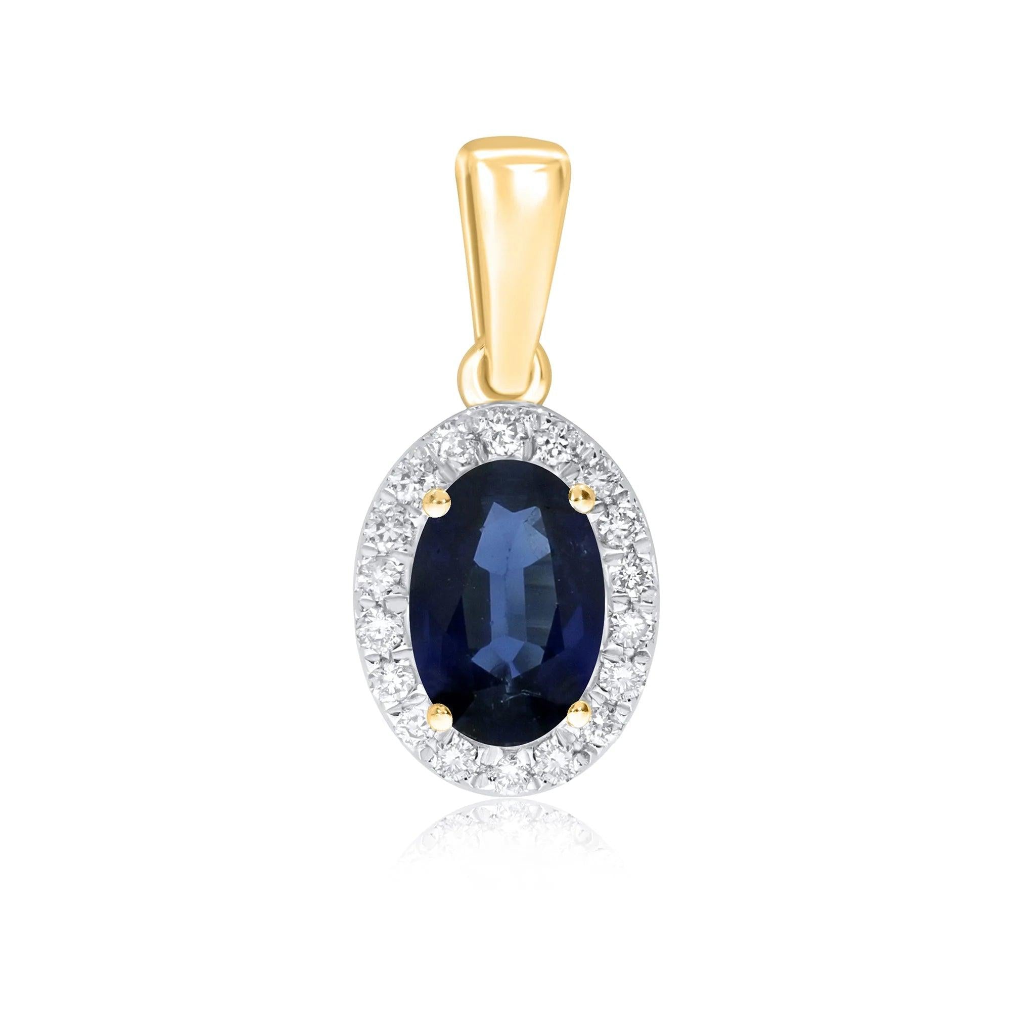 18ct Gold YG Sapp/Dia ov clst P/D