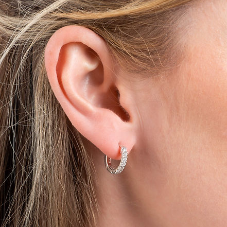 Claw Set Zirconia Gold Hoop Earrings