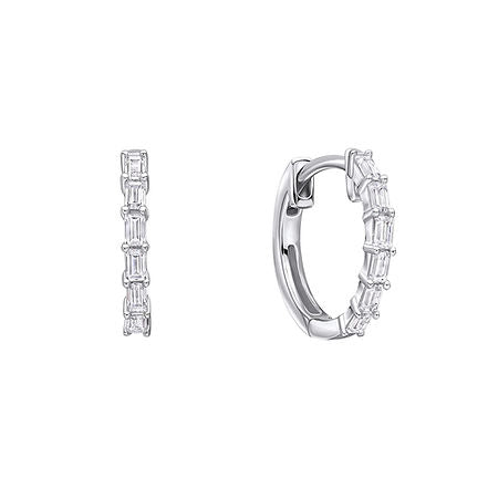 CZ Bag Cut Hoop E'rings