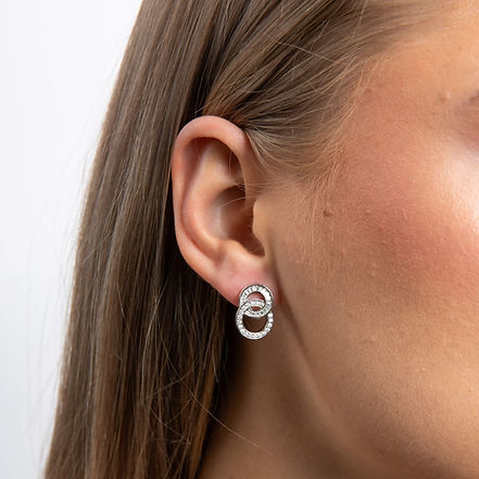 CZ Linked Circles Stud E'rings