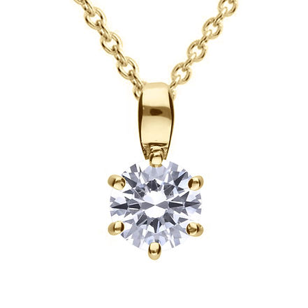 G/P CZ 6 Claw Pendant 1.00ct