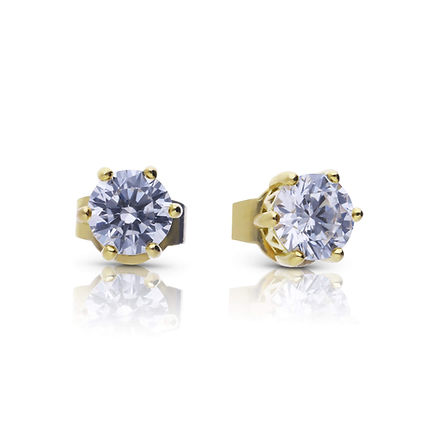 Gold Plated Claw Set 1ct Zirconia Solitaire Earrings