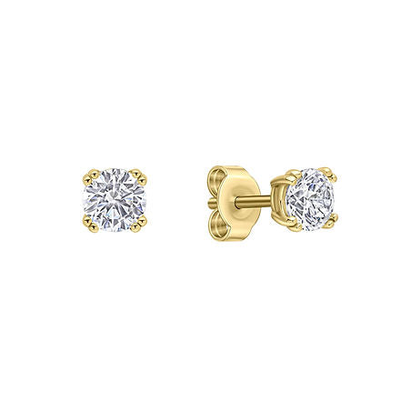 G/P CZ Double Claw Solitaire Stud E'rings