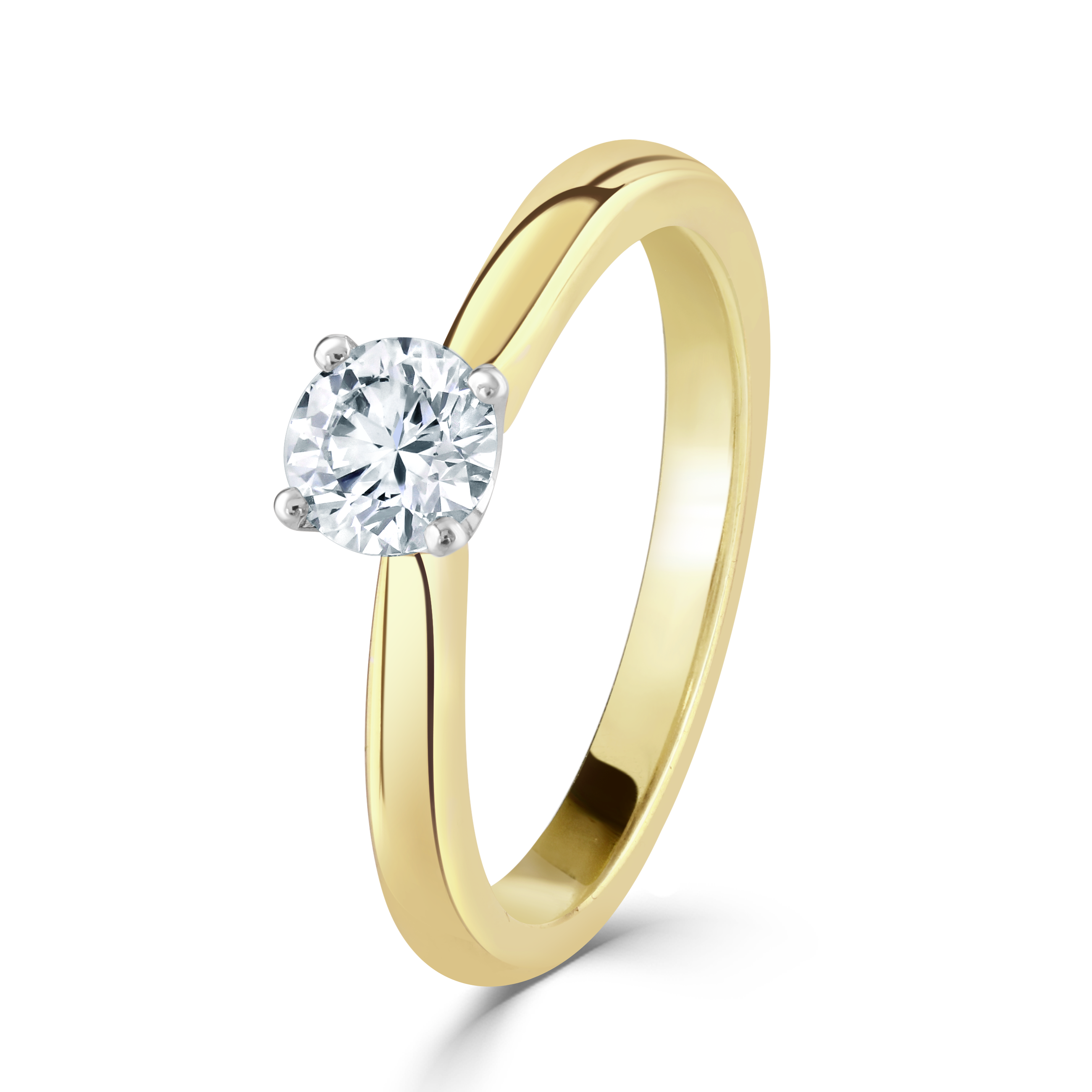 18ct yellow gold claw set round brilliant cut solitaire Diamond ring
