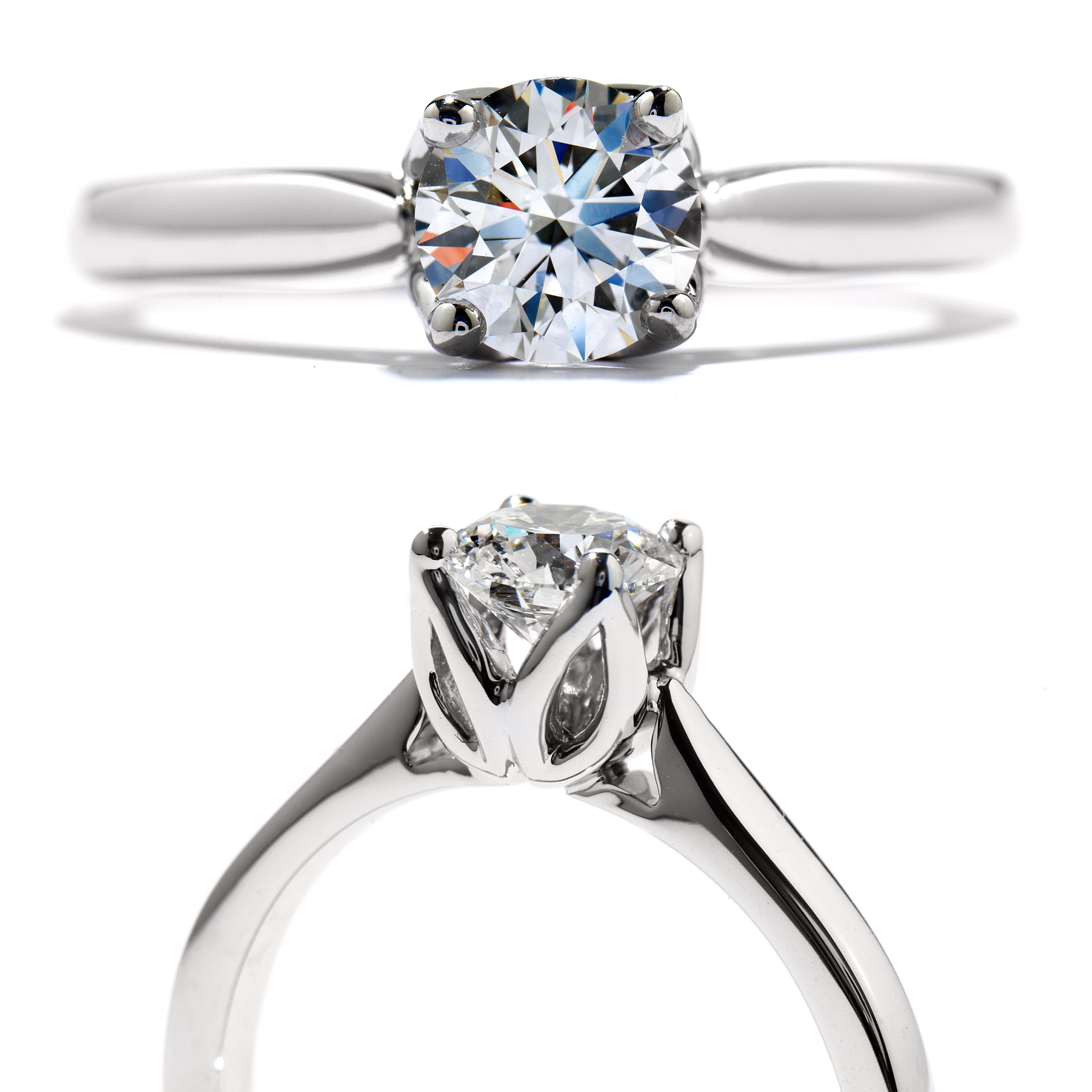 18ct white gold Simply bridal leaf solitaire diamond ring