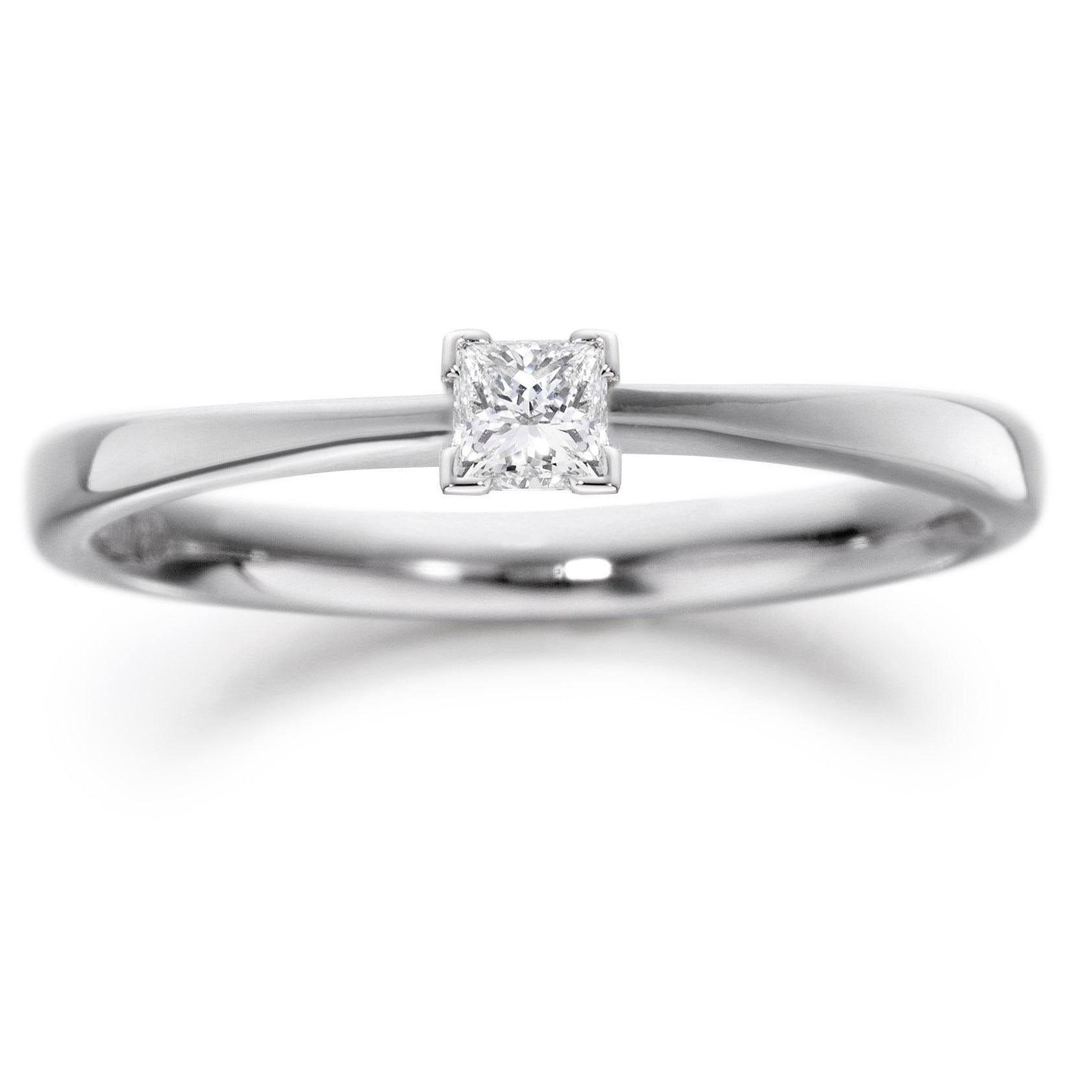Palladium 0.15ct Princess cut solitaire diamond ring