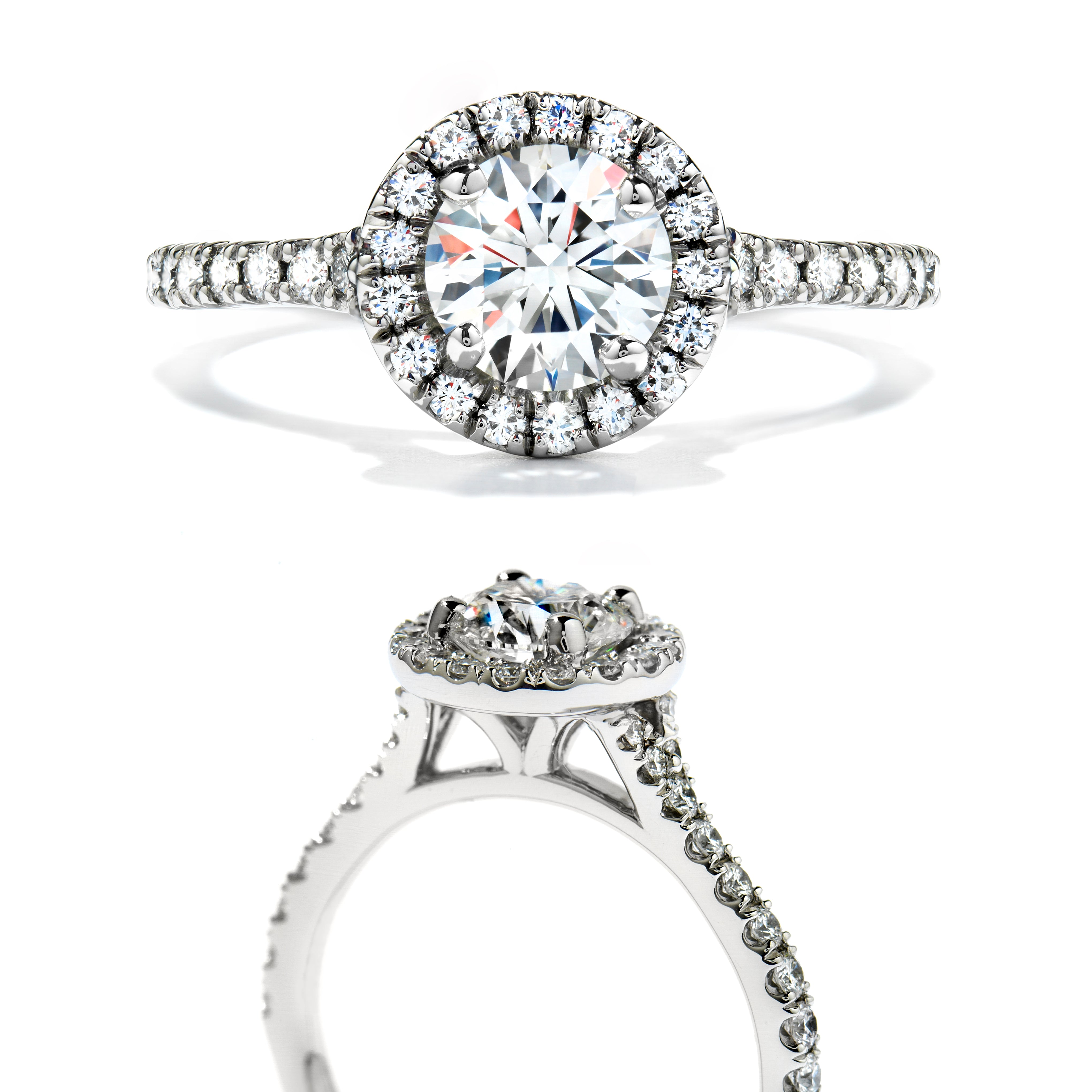 Platinum Round Brilliant Cut Diamond Halo Cluster Ring