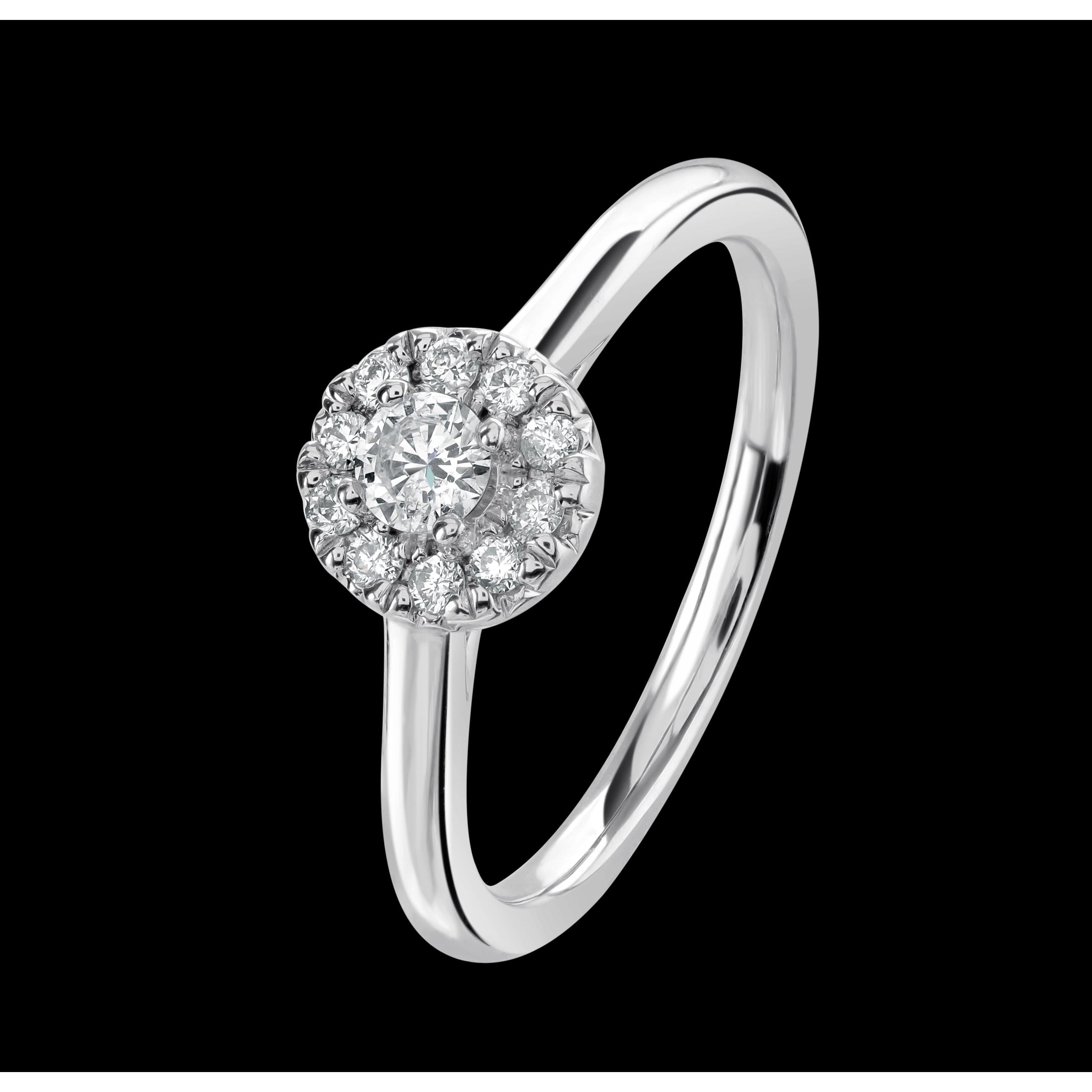 9ct White Gold Round Brilliant Cut Diamond Halo Cluster Ring