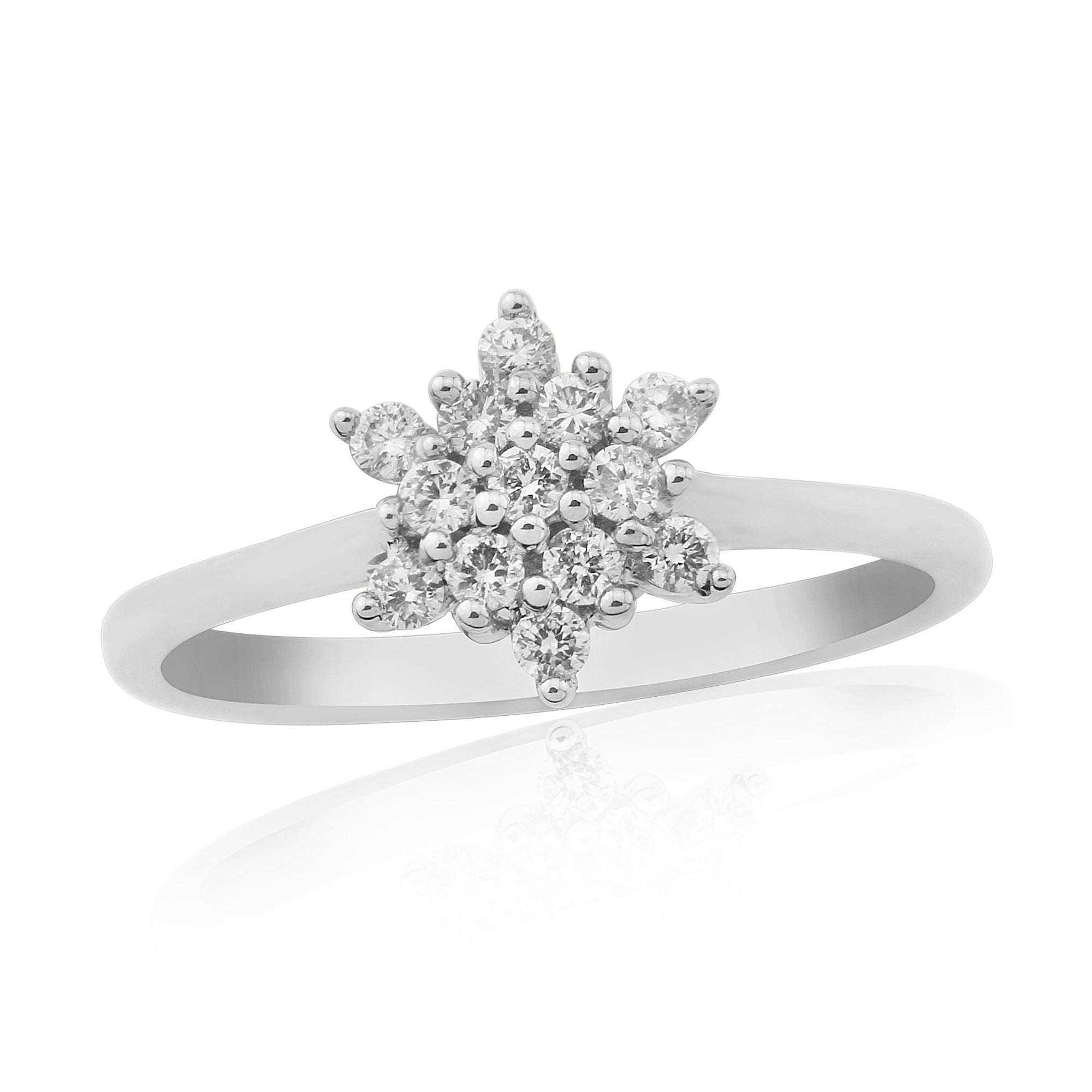 9ct White Gold Round Brilliant Cut Diamond Cluster Ring