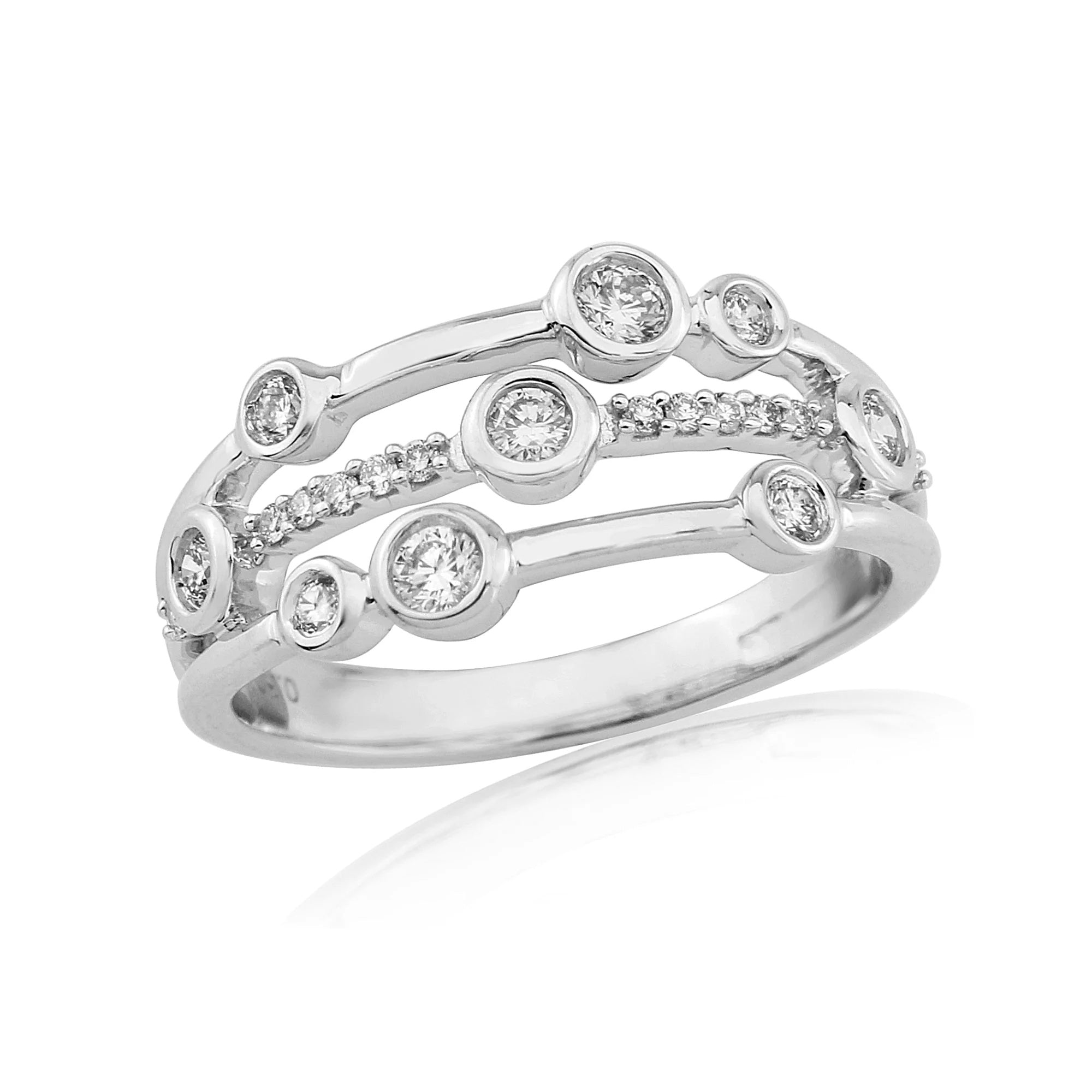 9ct white gold diamond set 'bubble' style ring 0.30ct