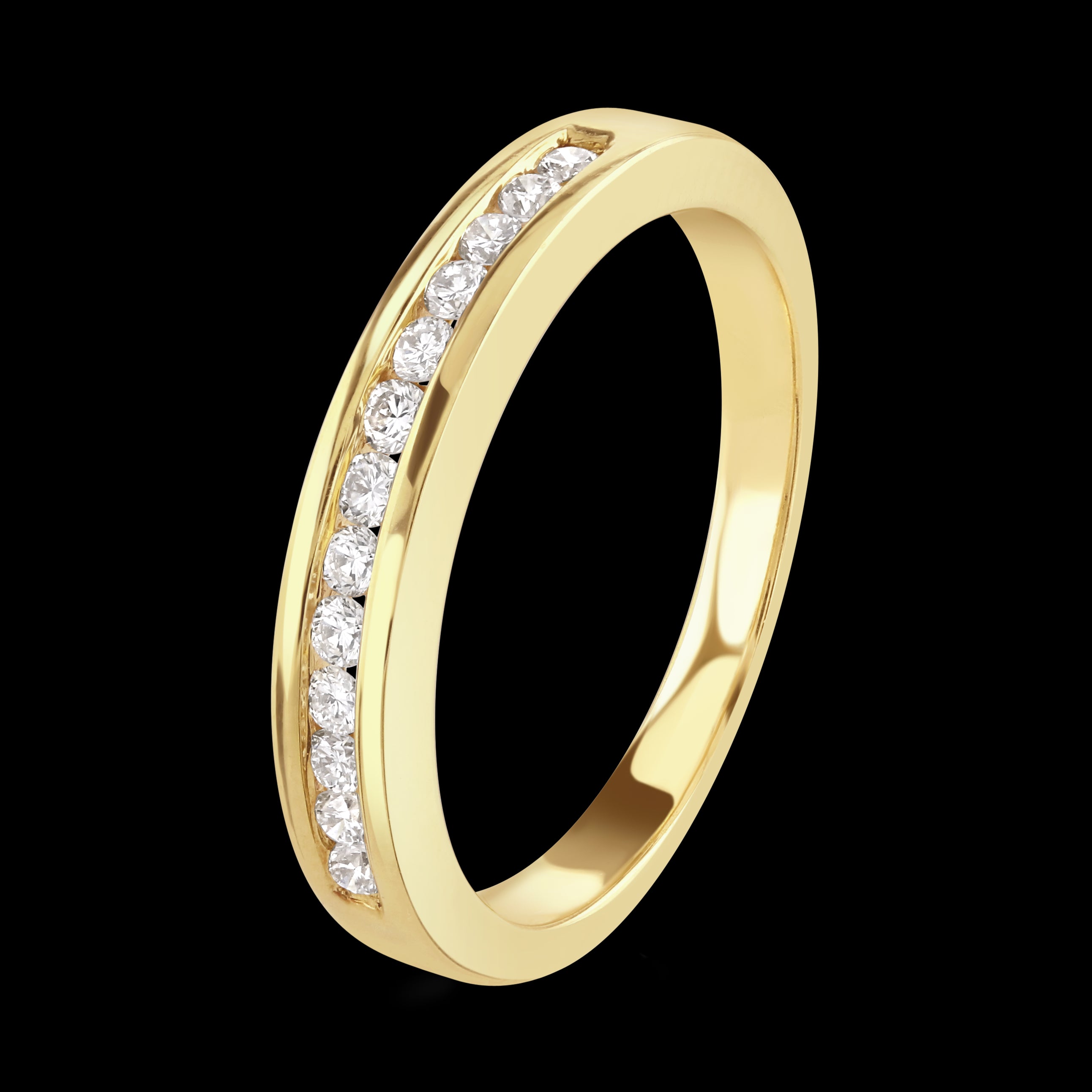 0.25ct Round Brilliant Cut Diamond Channel Set Half Eternity 18ct Yellow Gold Ring