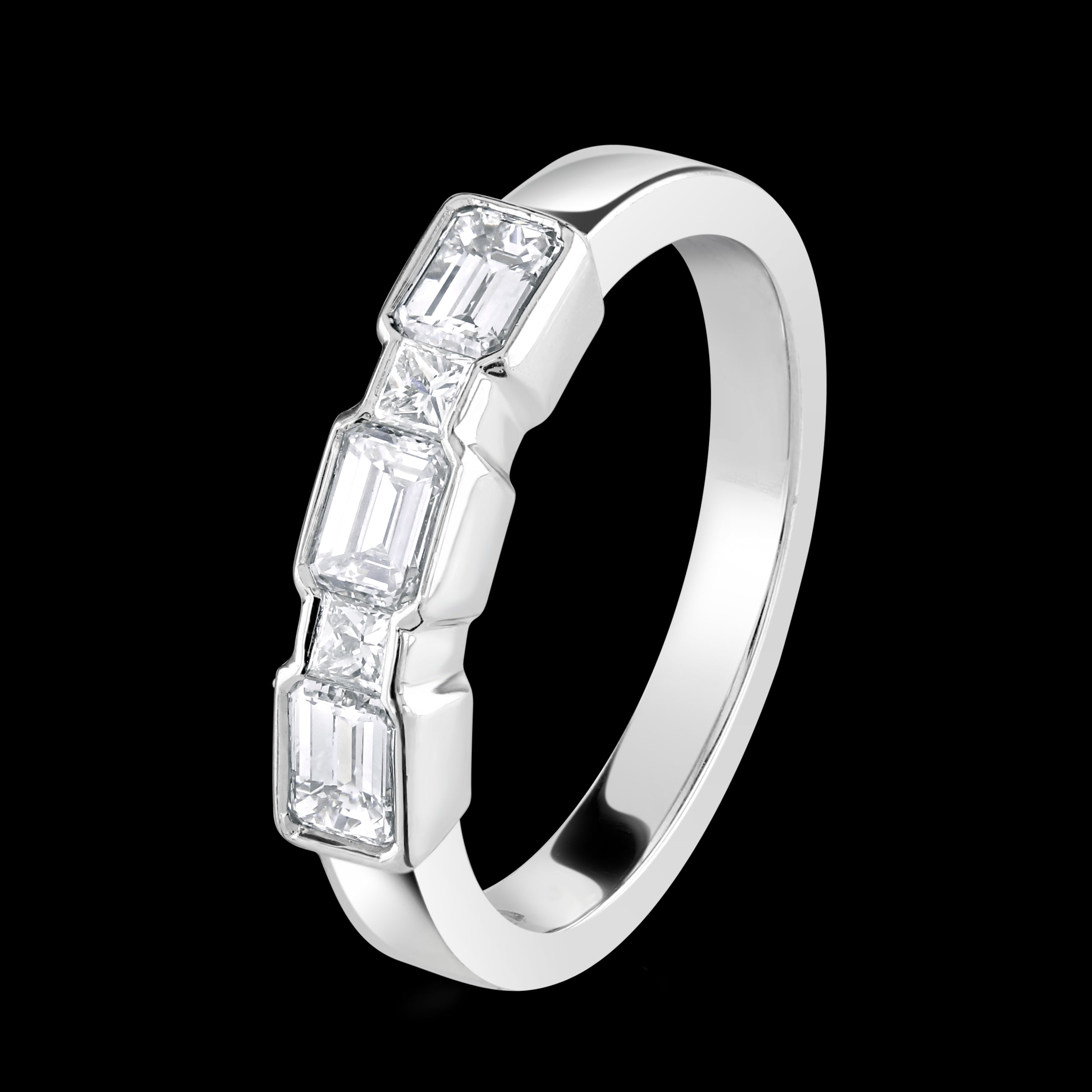 Platinum Baguette & Princess Cut Diamond 5-Stone Band