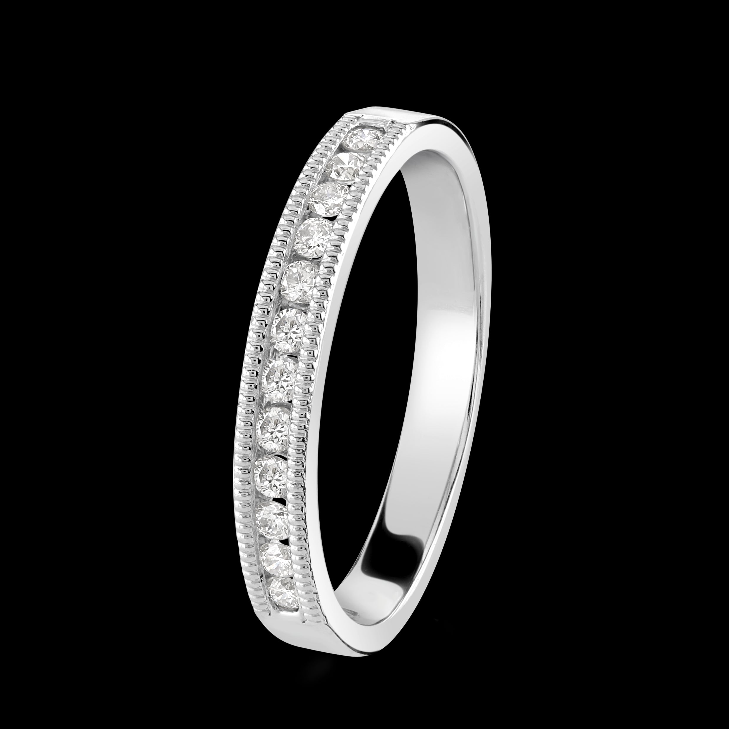 0.20ct Round Brilliant Cut Diamond Beaded Edged Channel Set Half Eternity Platinum Band