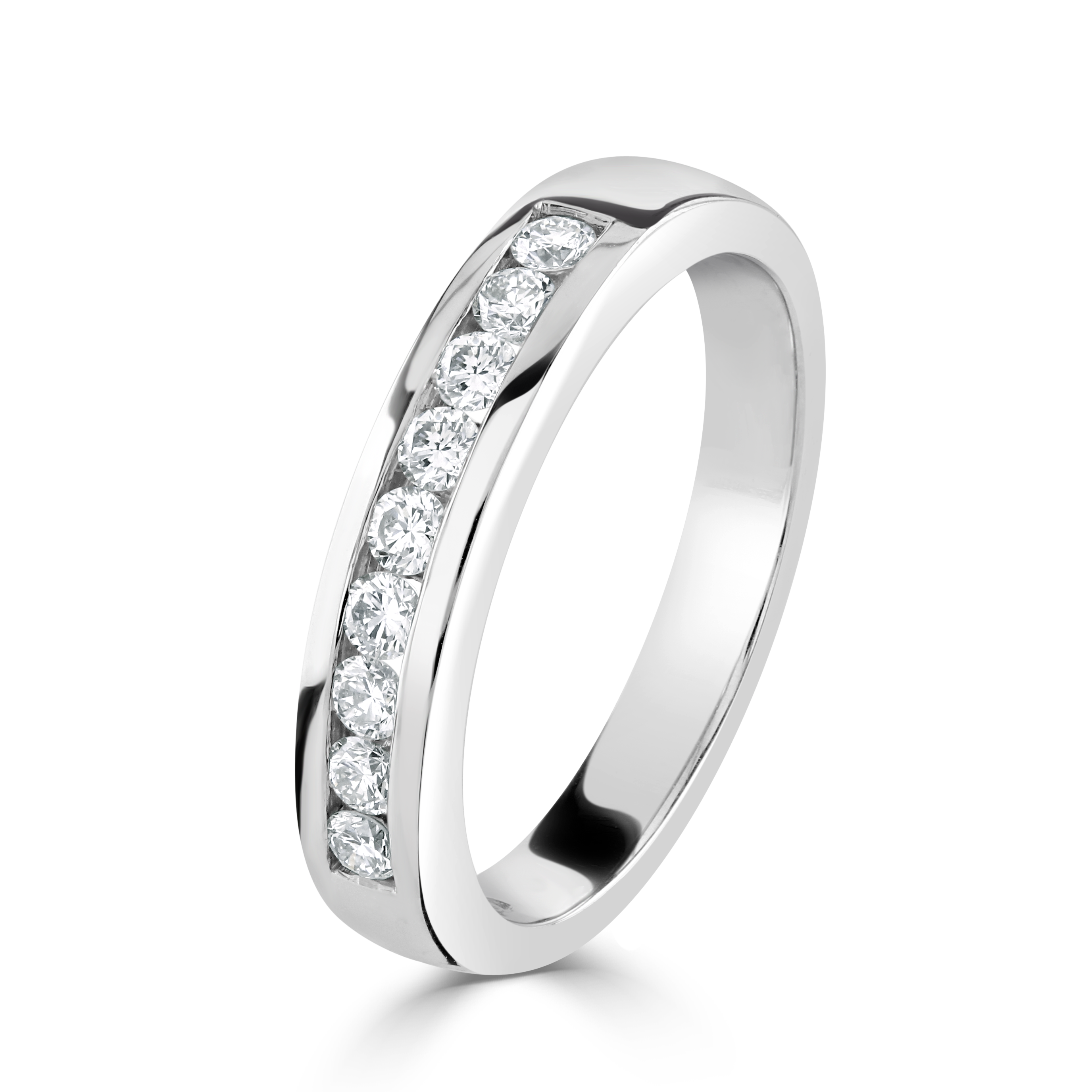 0.30ct 9-Round Brilliant Cut Channel Set Half Eternity Platinum Band