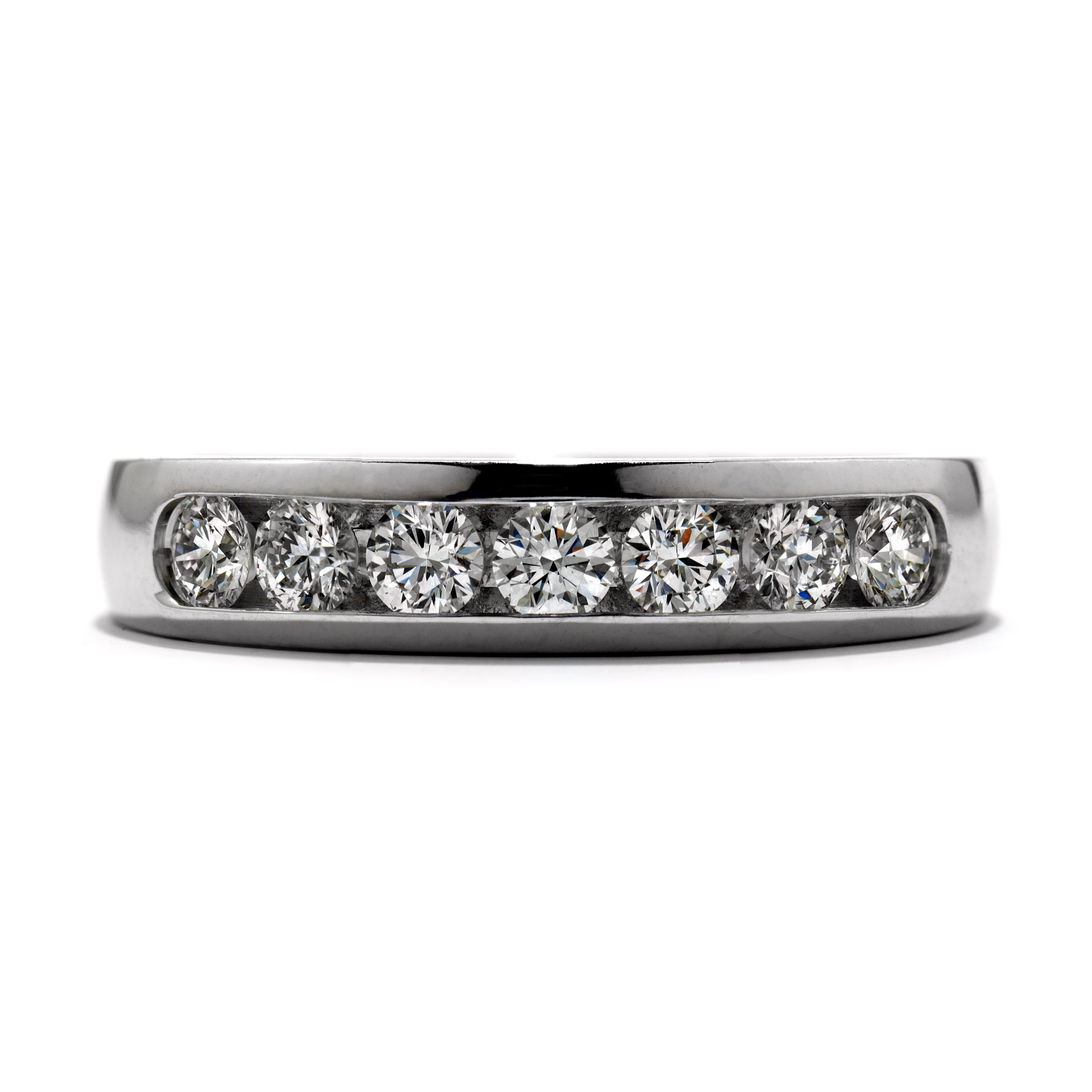 0.74ct Duet Round Brilliant Cut Diamond Channel Set 18ct White Gold Band