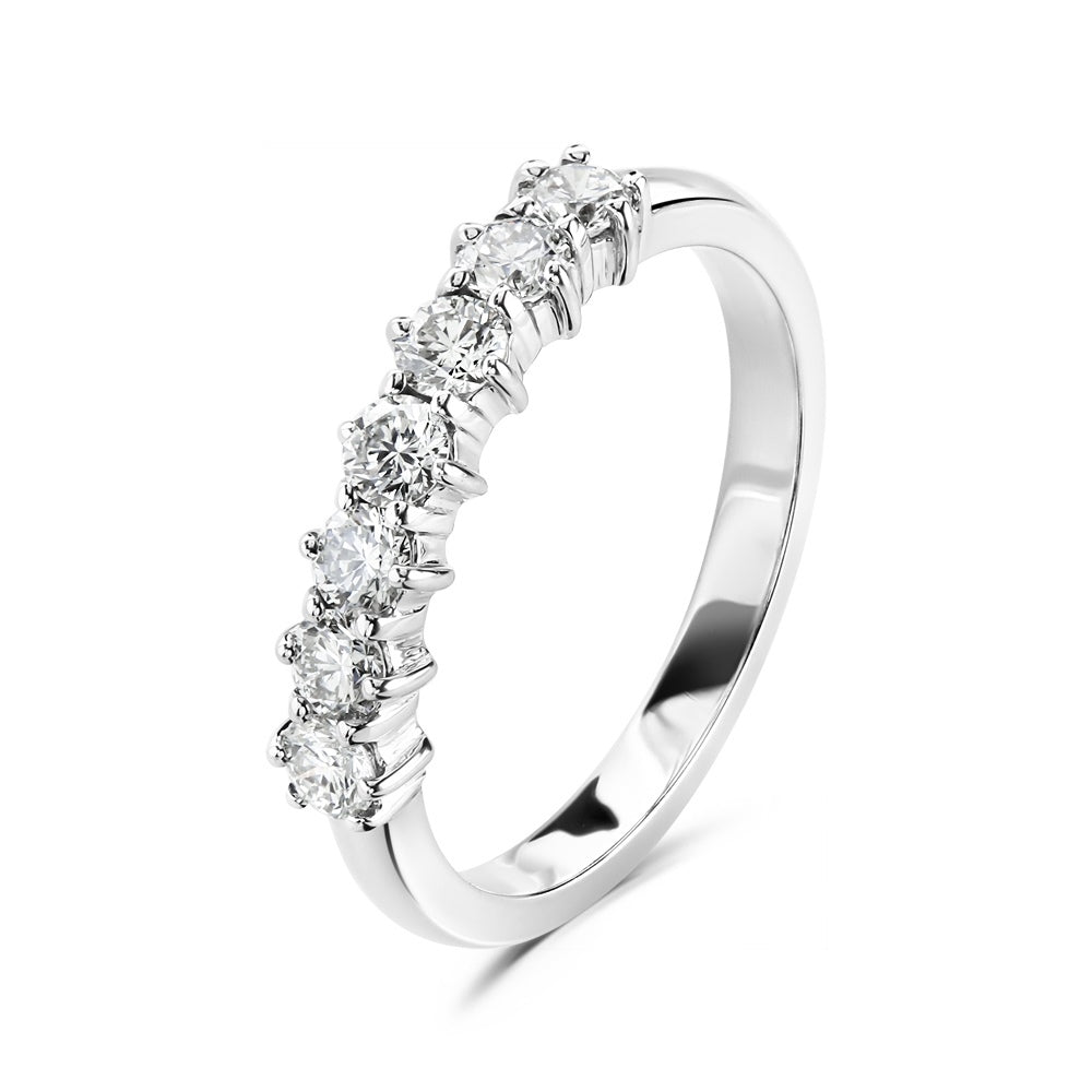 0.62ct 7-Round Brilliant Cut Diamond Claw Set Half Eternity 18ct White Gold Band