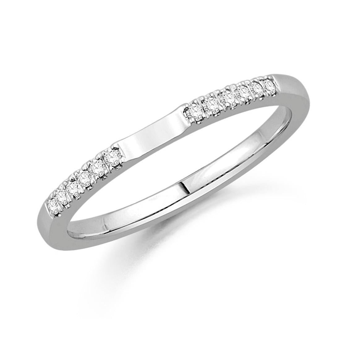 0.08ct 12-Round Brilliant Cut Diamond Cut-Out 18ct White Gold Wedding Band