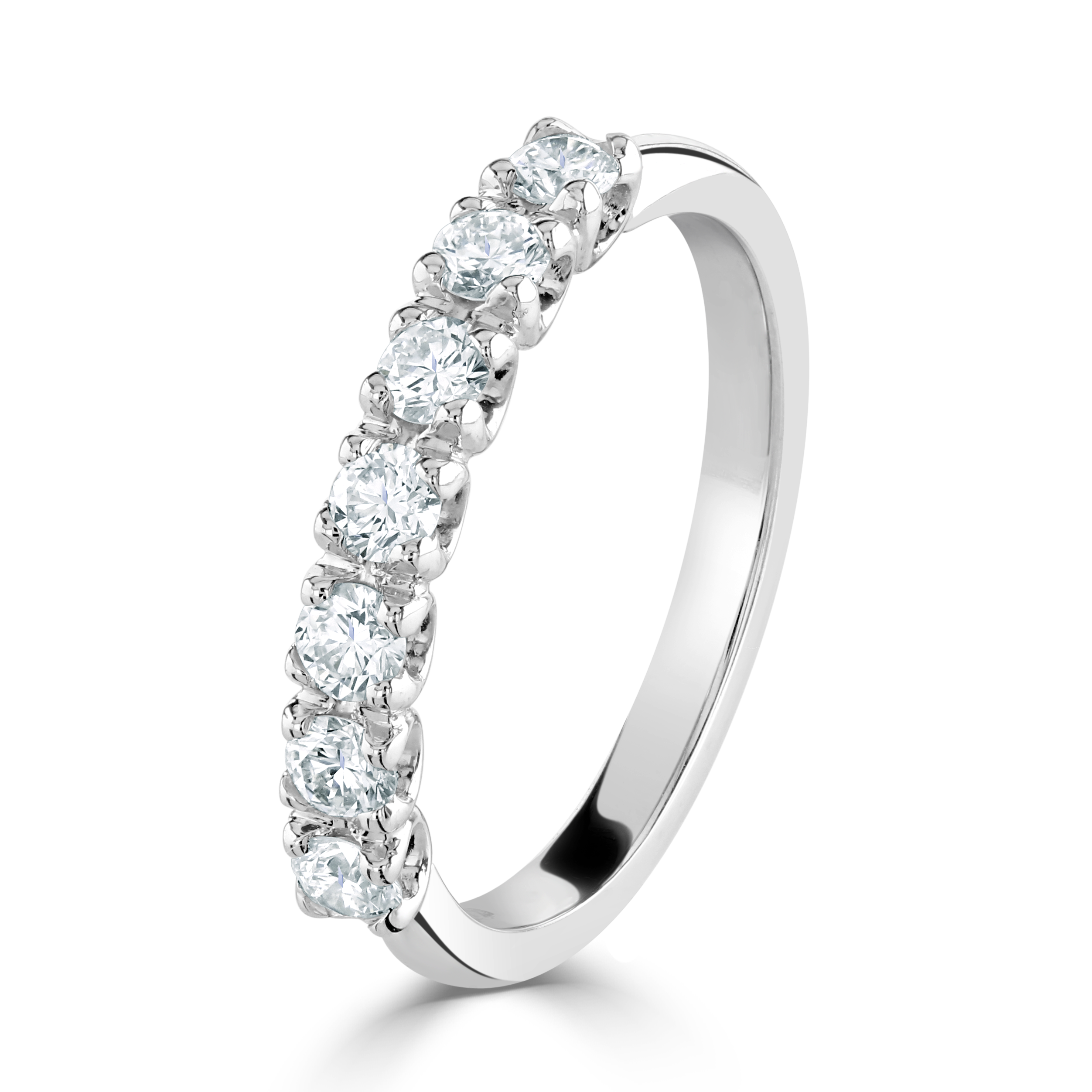 0.56ct 7-Round Brilliant Cut Diamond Half Eternity Platinum Band