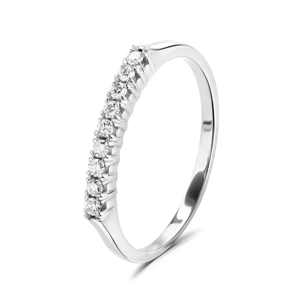 9ct White Gold 9-Stone Round Brilliant Cut Diamond Half Eternity Ring