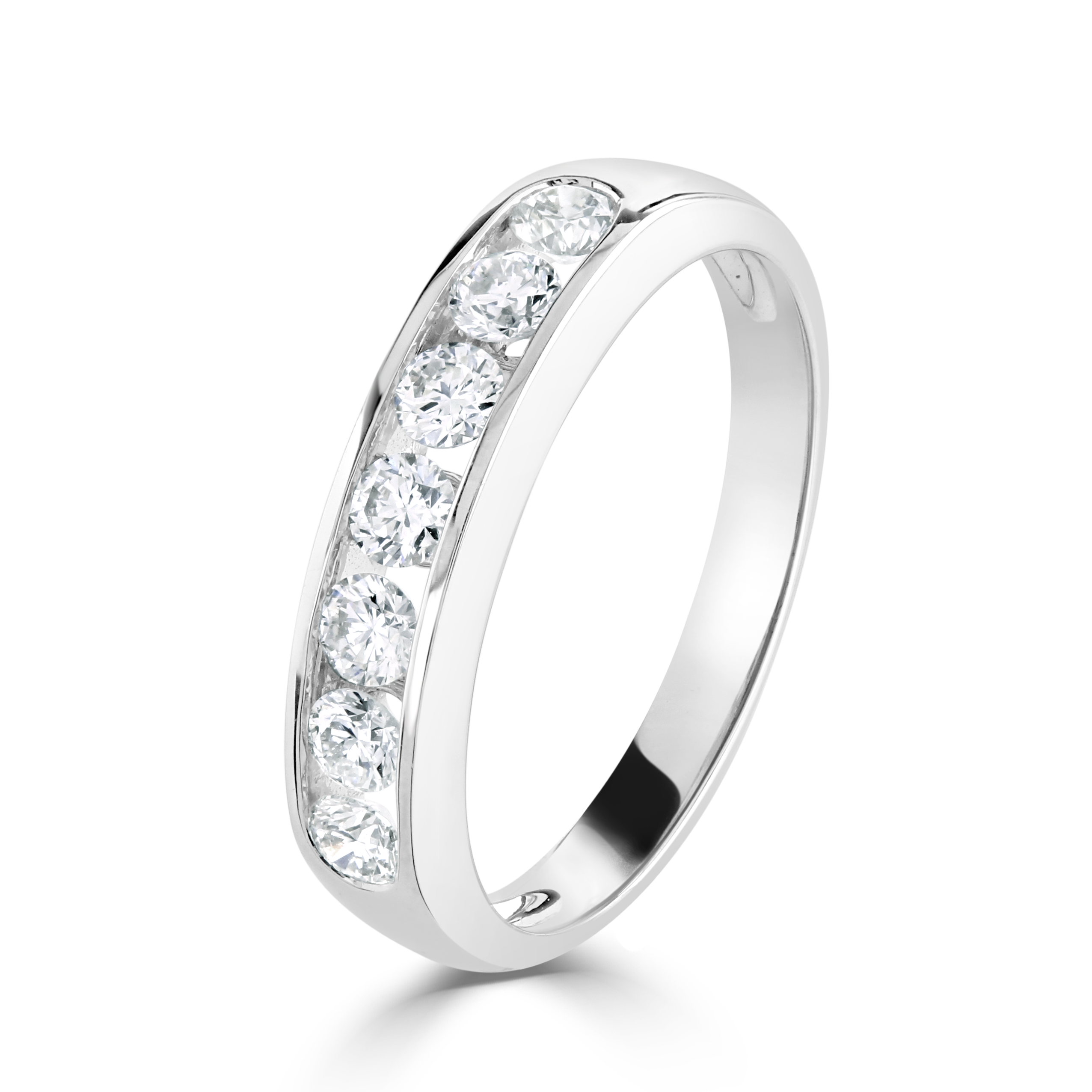 0.50ct Round Brilliant Cut Diamond Channel Set 18ct White Gold Half Eternity Ring