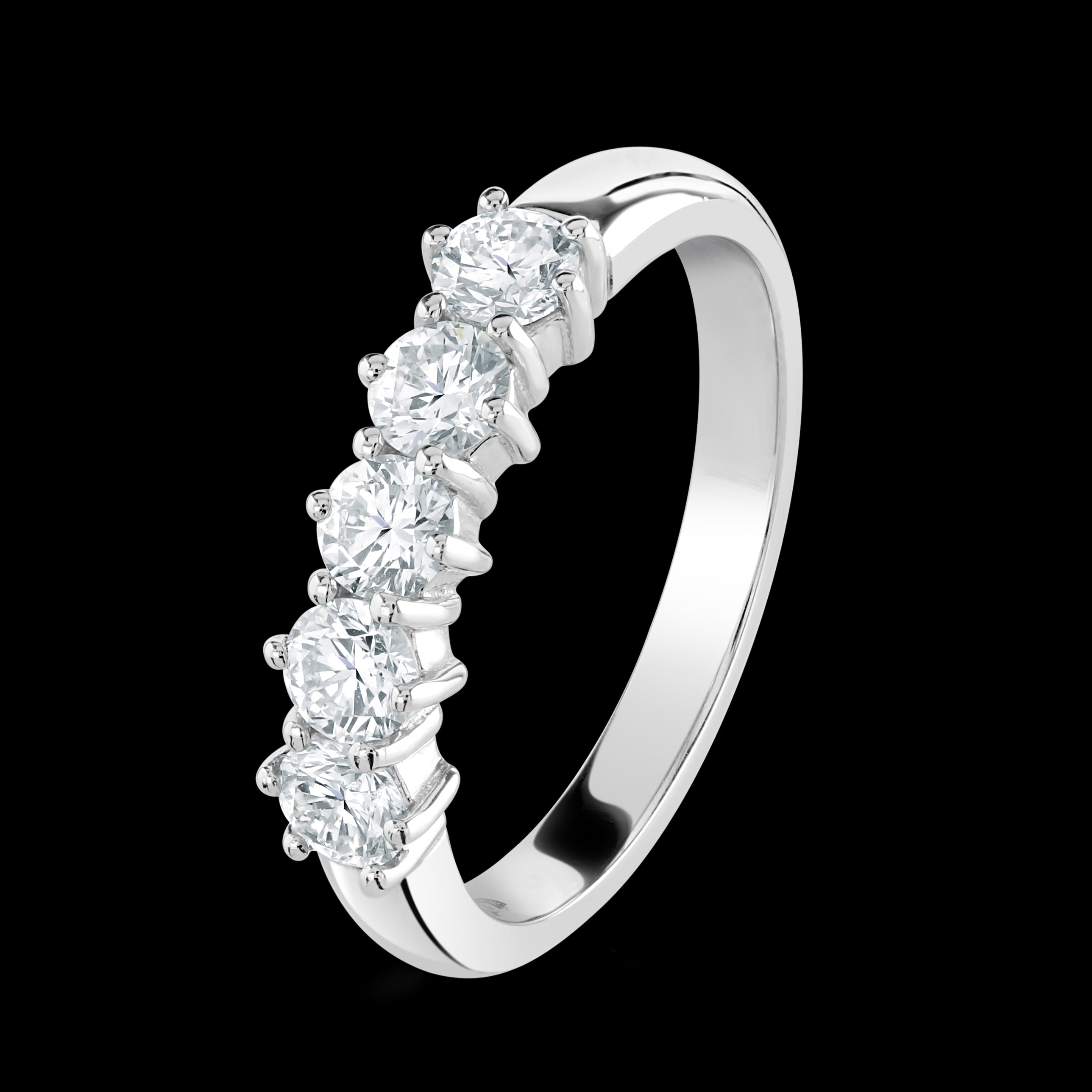 0.80ct Round Brilliant Cut Diamond 5-Stone Claw Set Platinum Half Eternity Ring