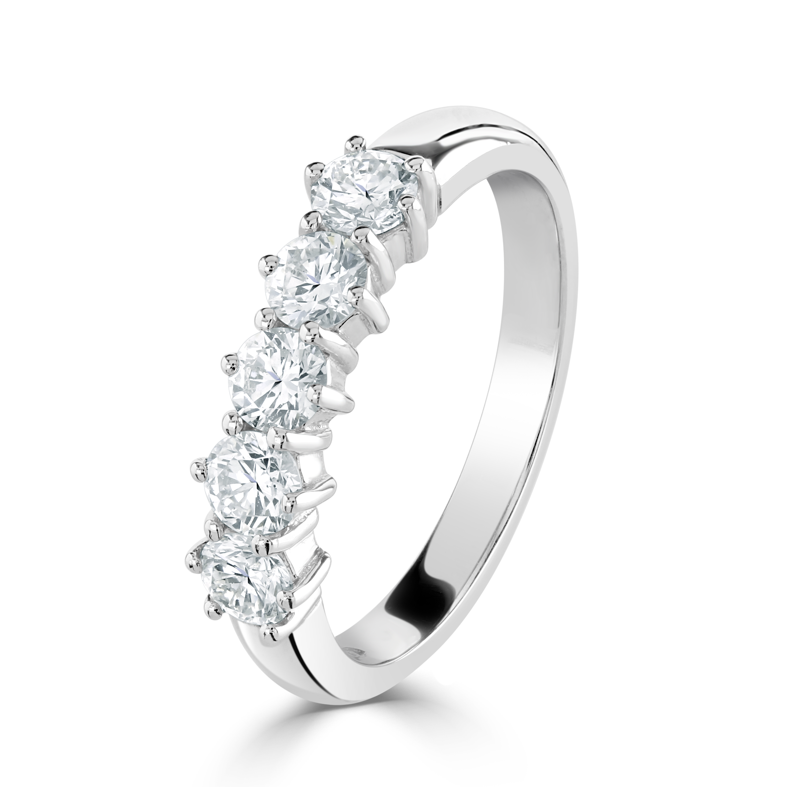 0.80ct Round Brilliant Cut Diamond 5-Stone Claw Set Platinum Half Eternity Ring
