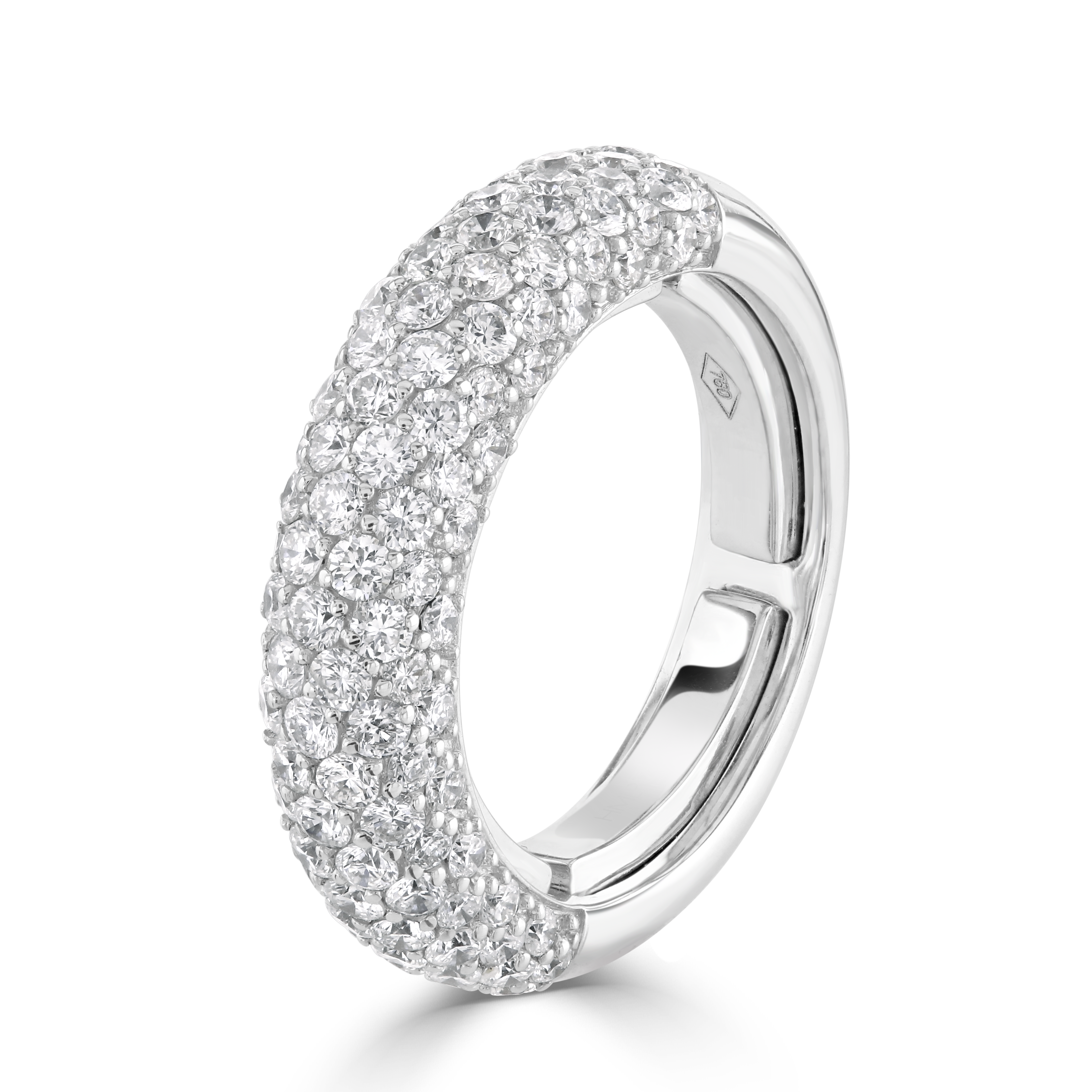 1.99ct Round Brilliant Cut Diamond Pave Set 18ct White Gold Half Eternity Ring