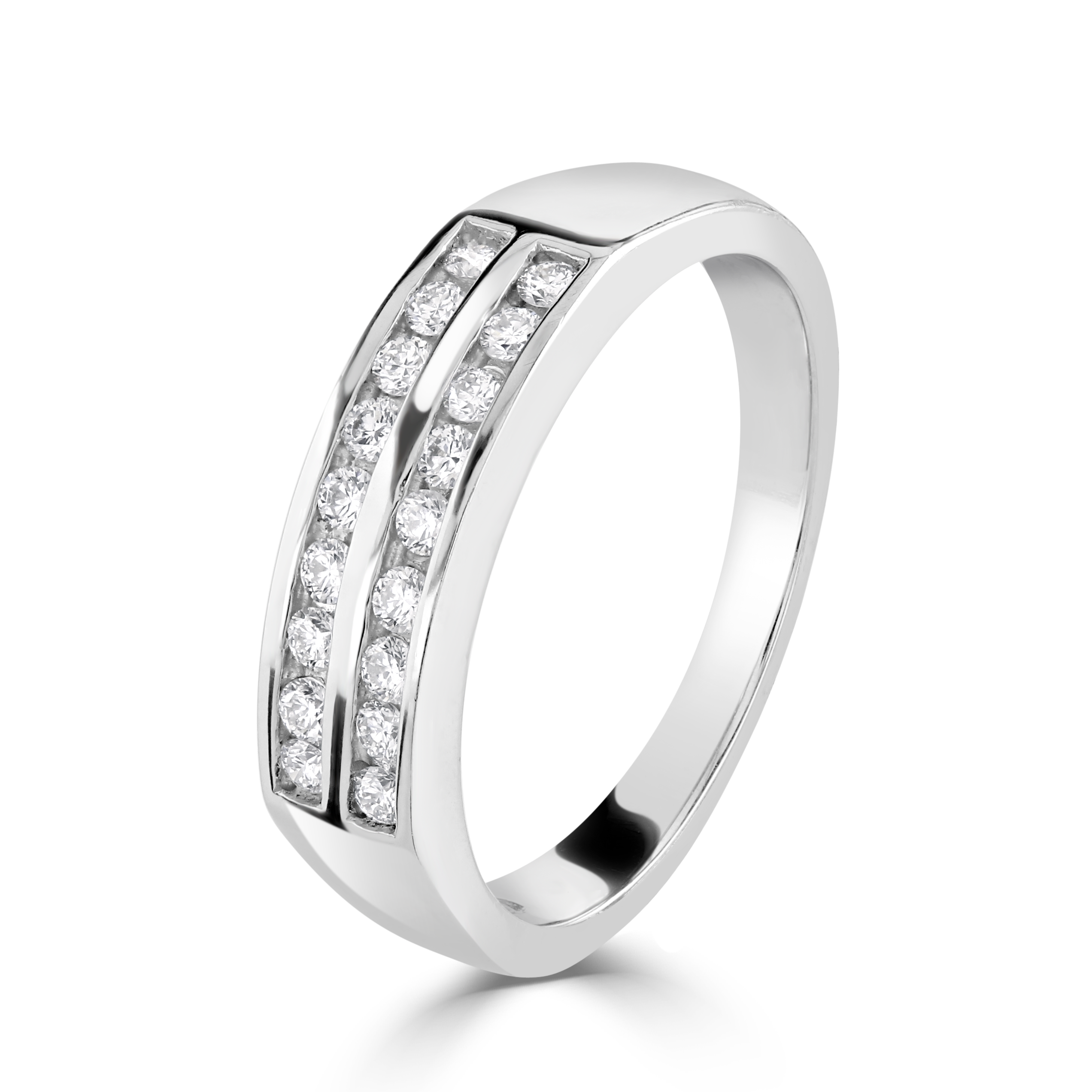 0.25ct Round Brilliant Cut Diamond 2-Row Channel Set Half Eternity Ring