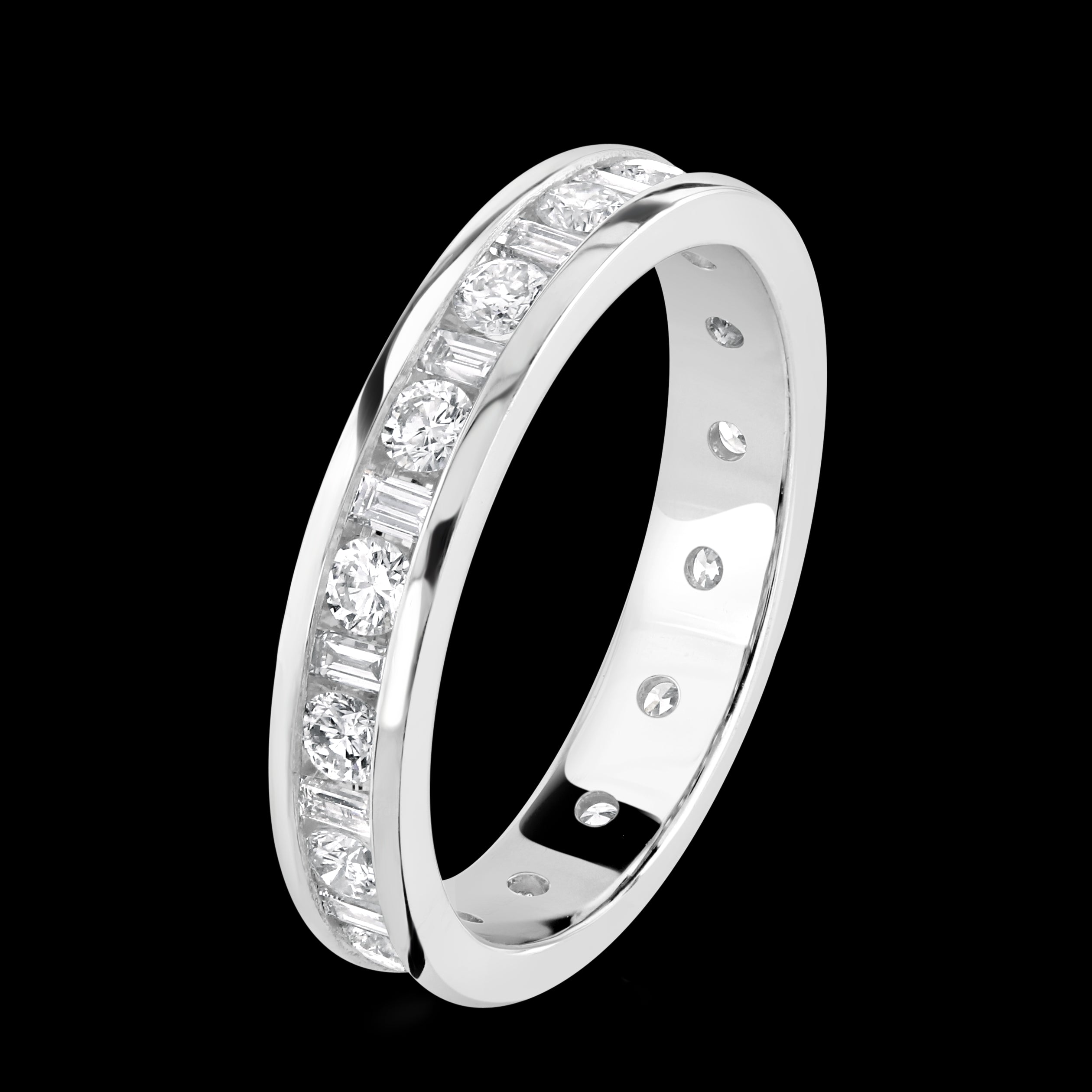 1.00ct Round Brilliant Cut & Baguette Cut Diamond 18ct White Gold Full Eternity Ring