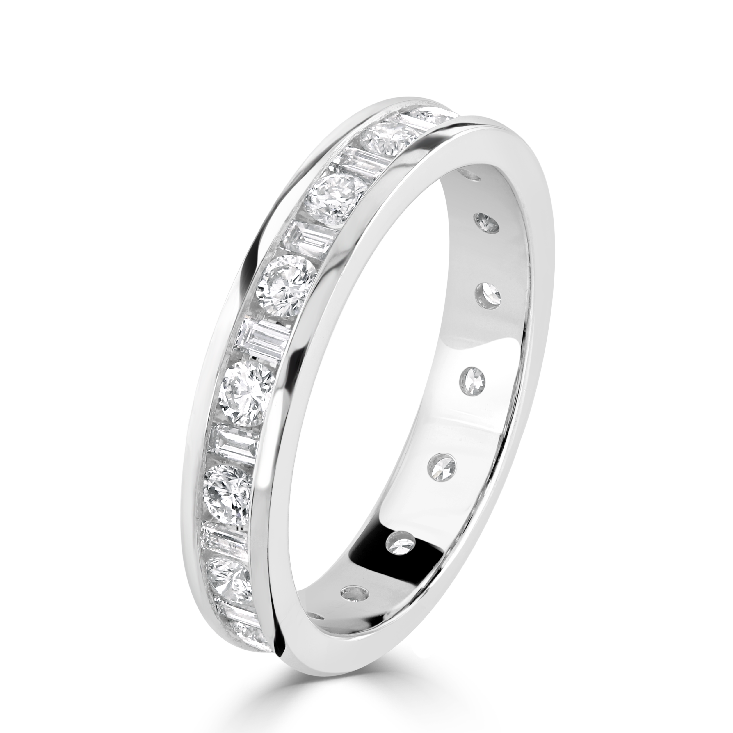 1.00ct Round Brilliant Cut & Baguette Cut Diamond 18ct White Gold Full Eternity Ring