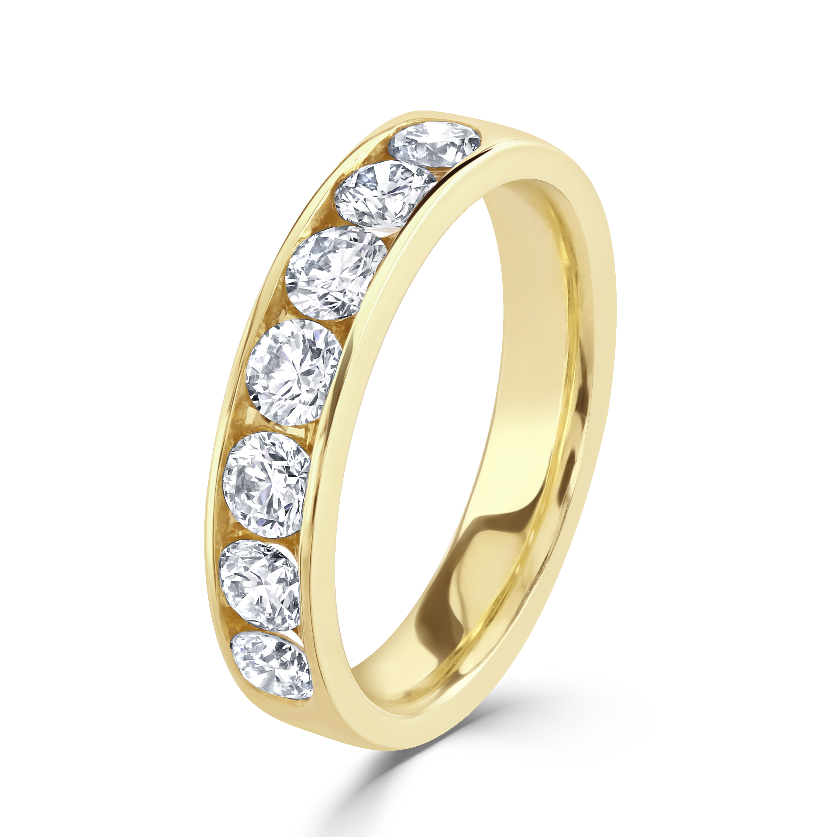1.00ct Channel Set Round Brilliant Cut Diamond 18ct Yellow Gold Half Eternity Ring