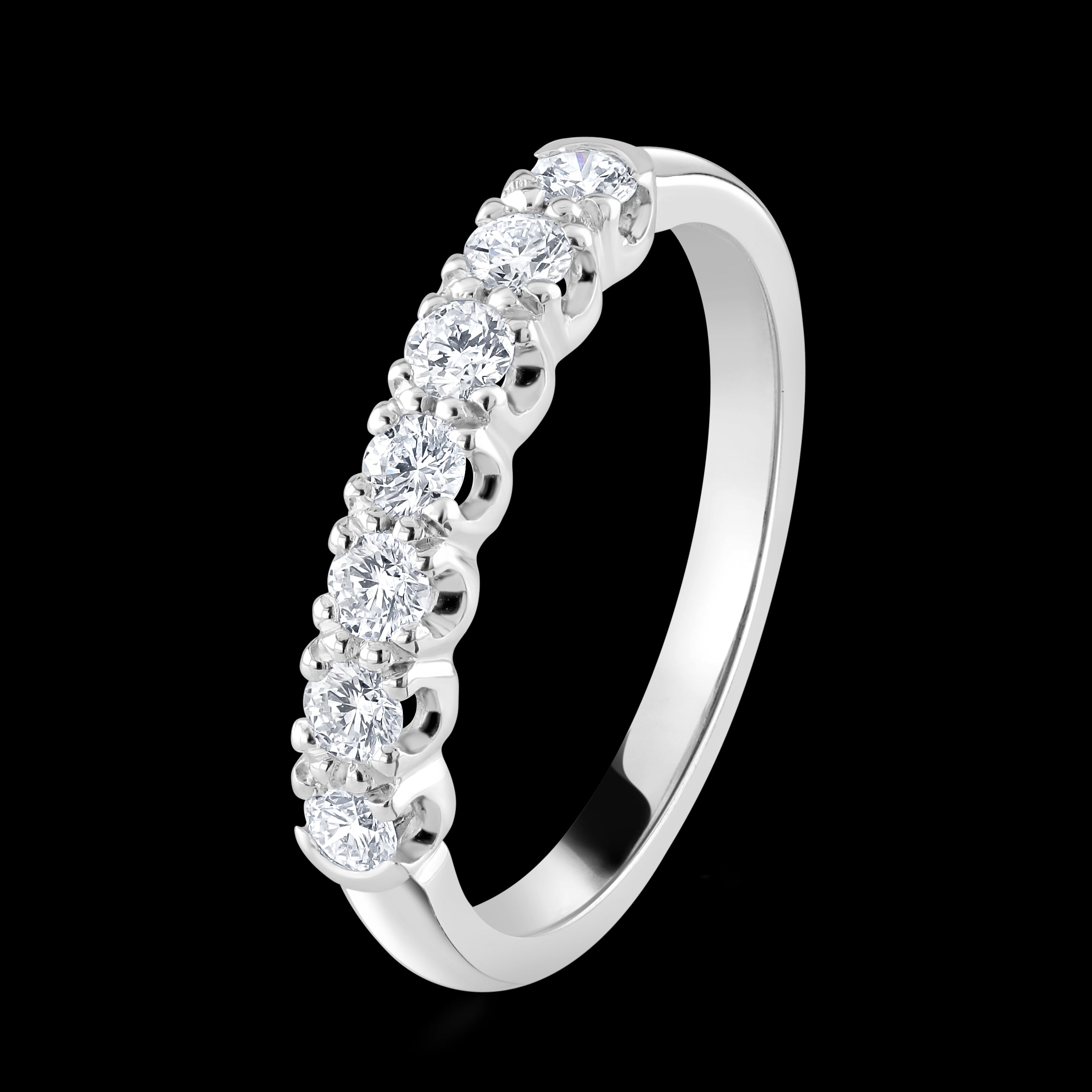 0.43ct Claw Set Round Brilliant Cut Diamond 18ct White Gold Half Eternity Ring