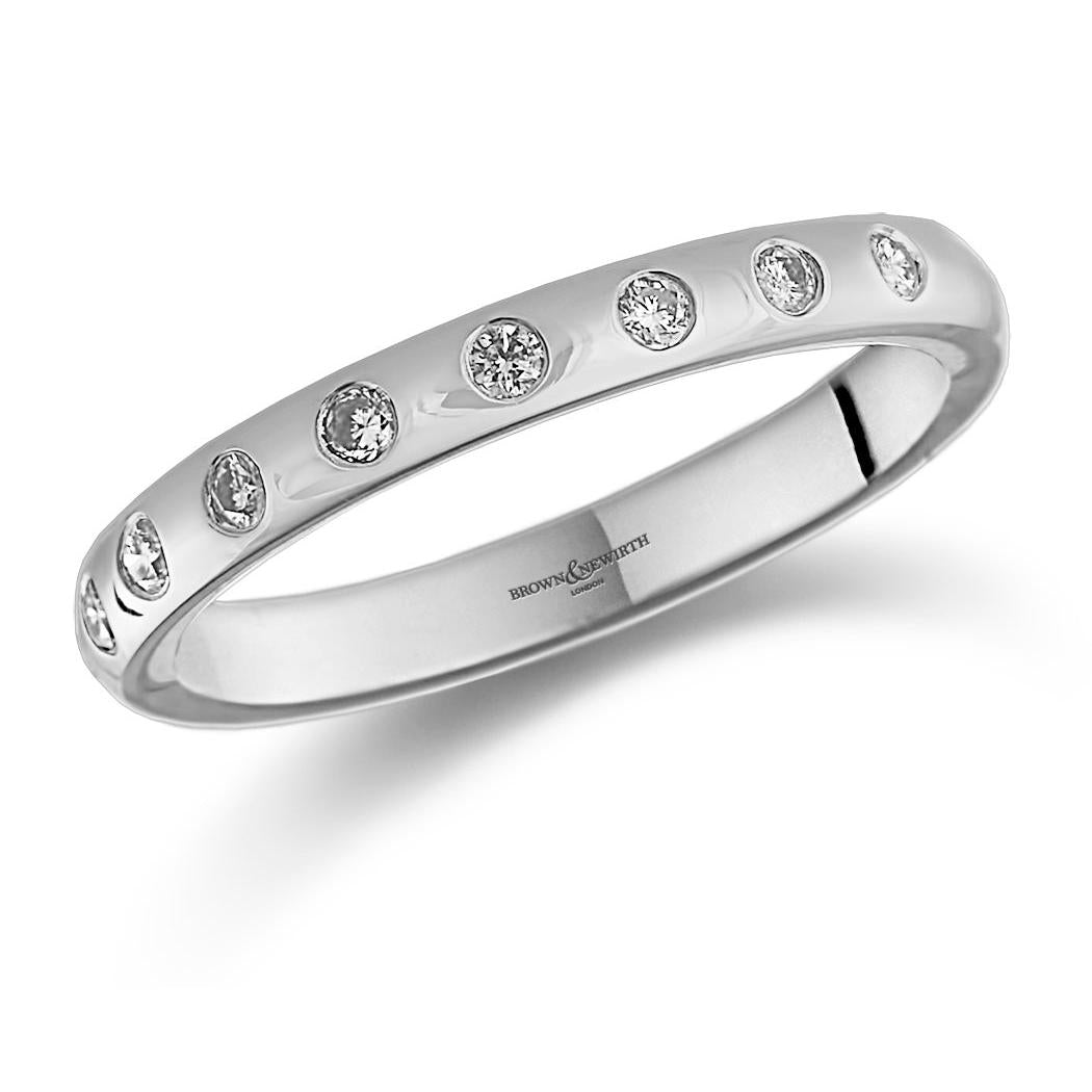 18ct white gold 10 spaced out diamond band
