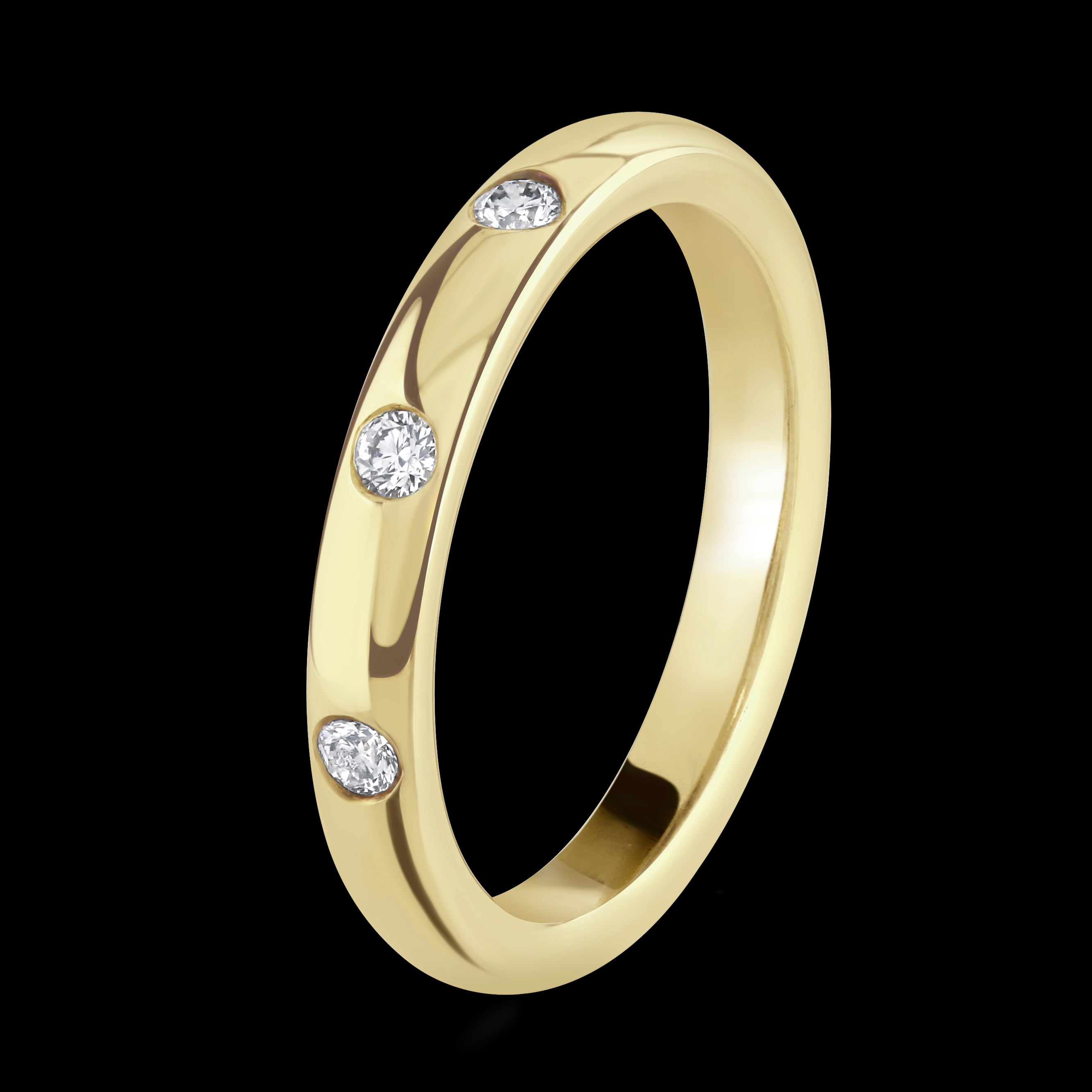 18ct Yellow Gold 3 Diam 0.09 Crt Band