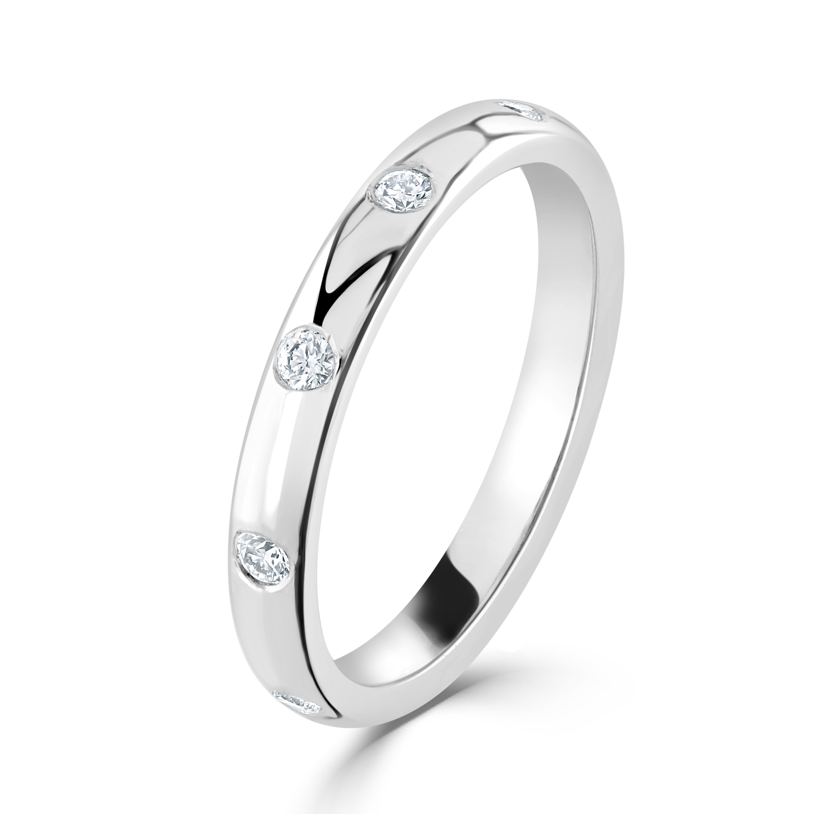 18ct White Gold 5 Diamond Set Band