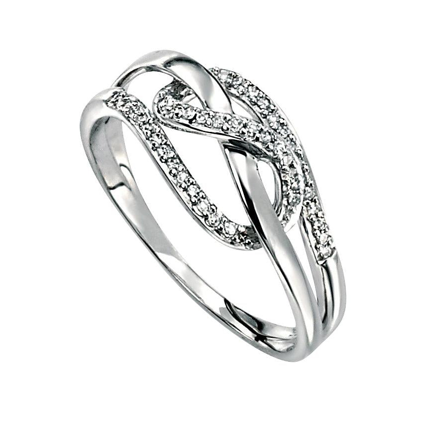 9ct White Gold Diam Pave Loop Ring